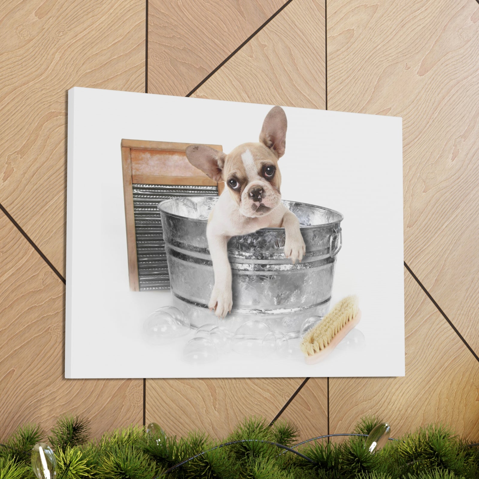 Cute French Bulldog Bath Canvas Wall Art for Home Decor Ready-to-Hang-Express Your Love Gifts