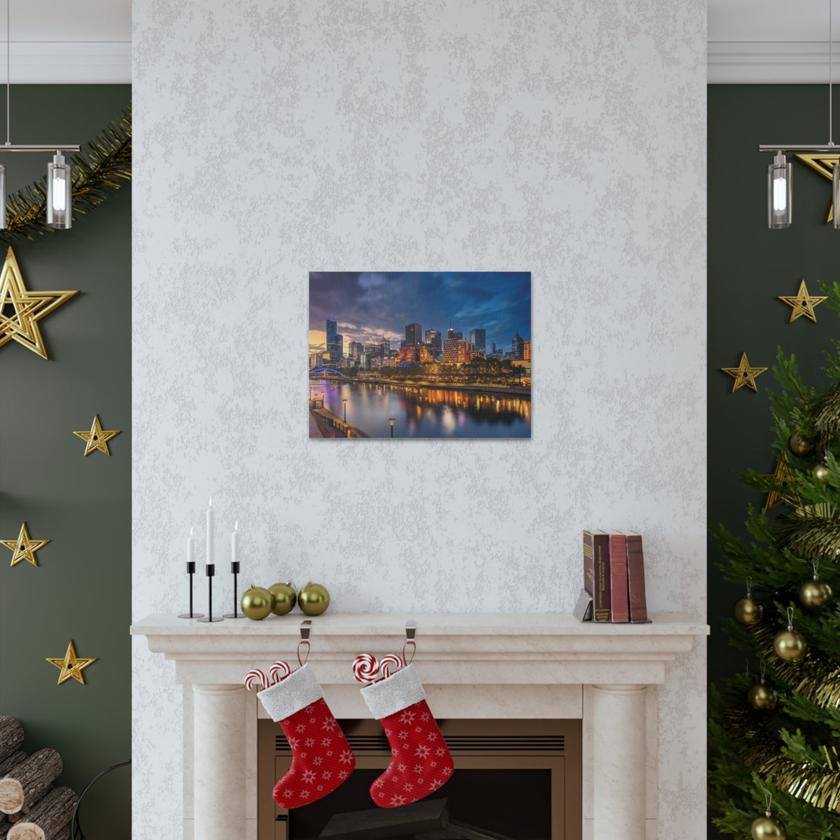 Melbourne Night Skyline Canvas Artwork High-Quality Breathtaking Stunning Cityscape for Home Decor Ready to Hang-Express Your Love Gifts