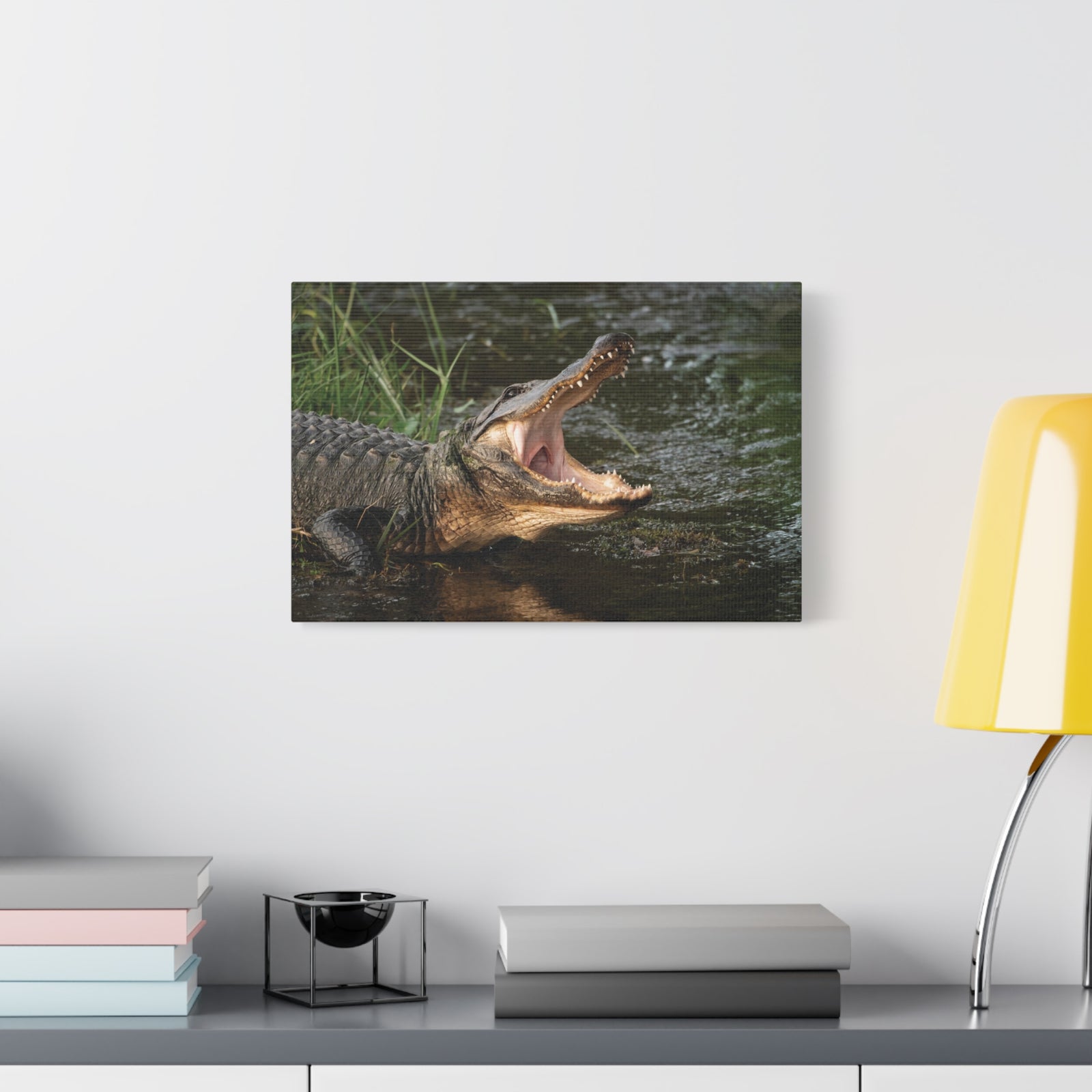 Mouth Wide Open Alligator Scary Alligator Outside Wall Art Ready To Hang-Express Your Love Gifts