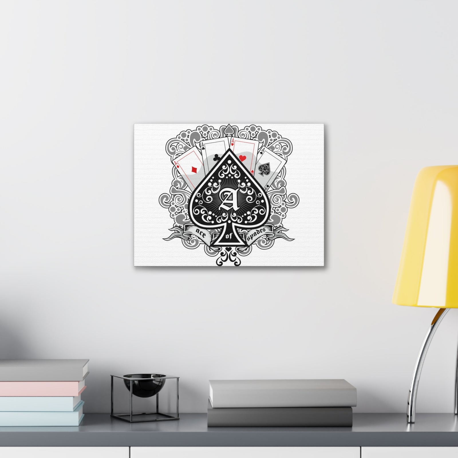 Gothic Coat Of Arms Ace Of Spades Playing Card Canvas Wall Art for Home Decor Ready-to-Hang-Express Your Love Gifts