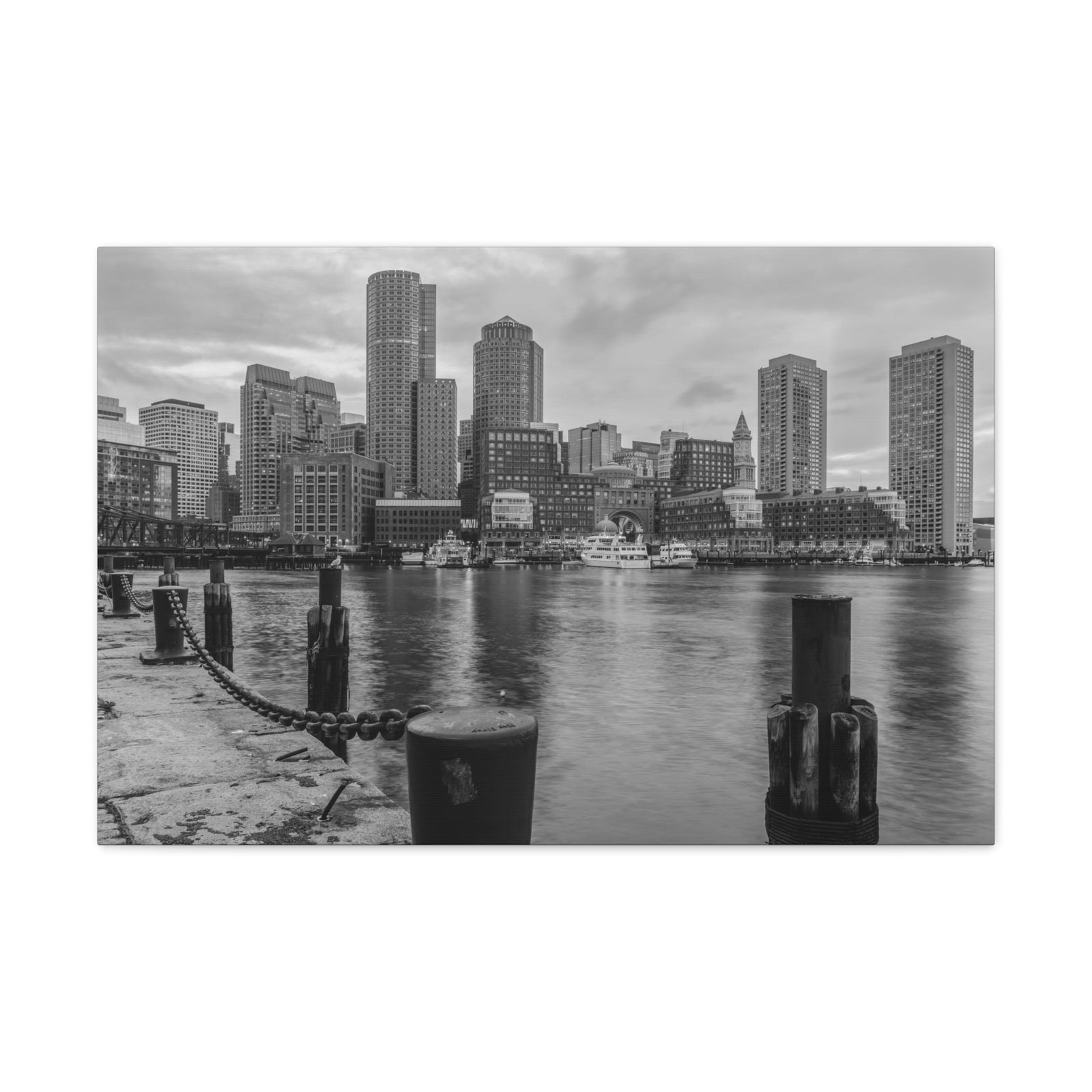 Boston Black And White Skyline Canvas Artwork High-Quality Breathtaking Stunning Cityscape for Home Decor Ready to Hang-Express Your Love Gifts