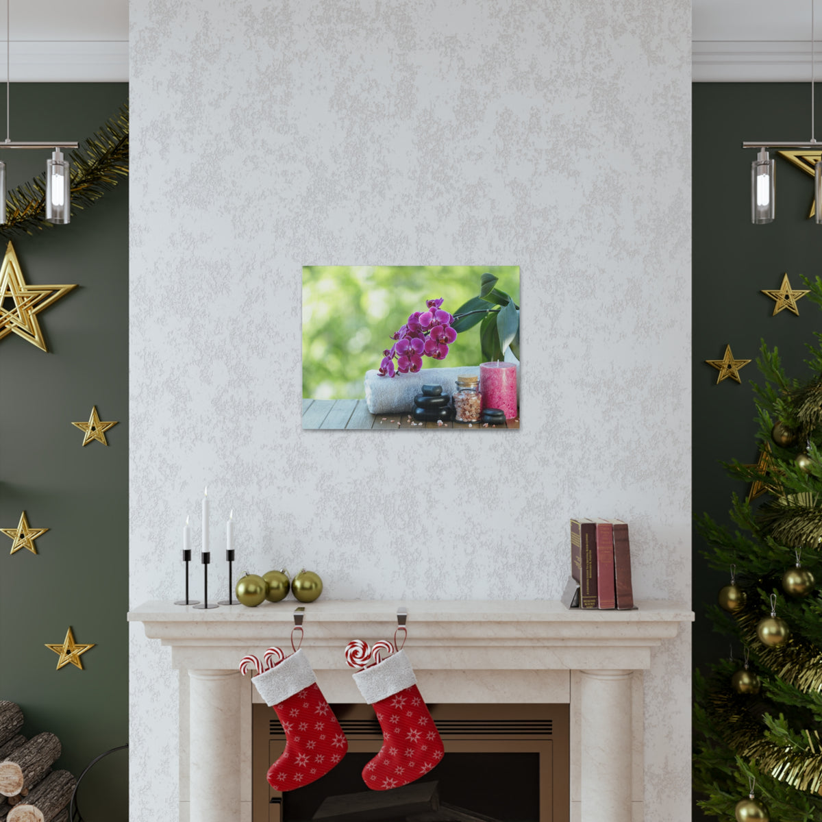 Spa Composition on Wooden Forest Floral Nature Photography Canvas Wall Art for Home Decor Ready-to-Hang-Express Your Love Gifts