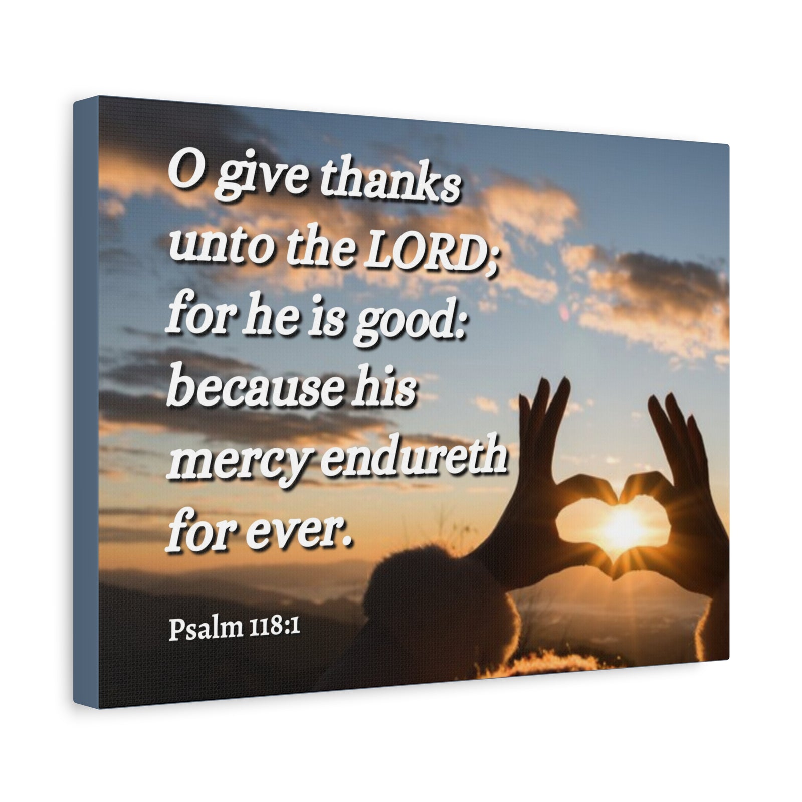 Scripture Canvas Give Thanks Psalm 118:1 Christian Wall Art Bible Verse Print Ready to Hang-Express Your Love Gifts