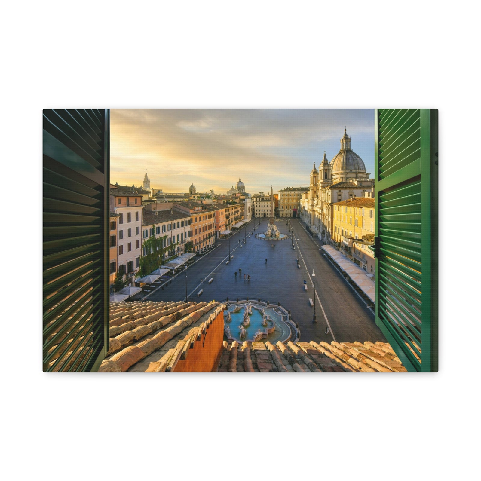 Canvas Print Wall Art Window Rome Italy View Nature Photography Realism Scenic Landscape Colorful Multicolor for Home Decor Ready to Hang-Express Your Love Gifts