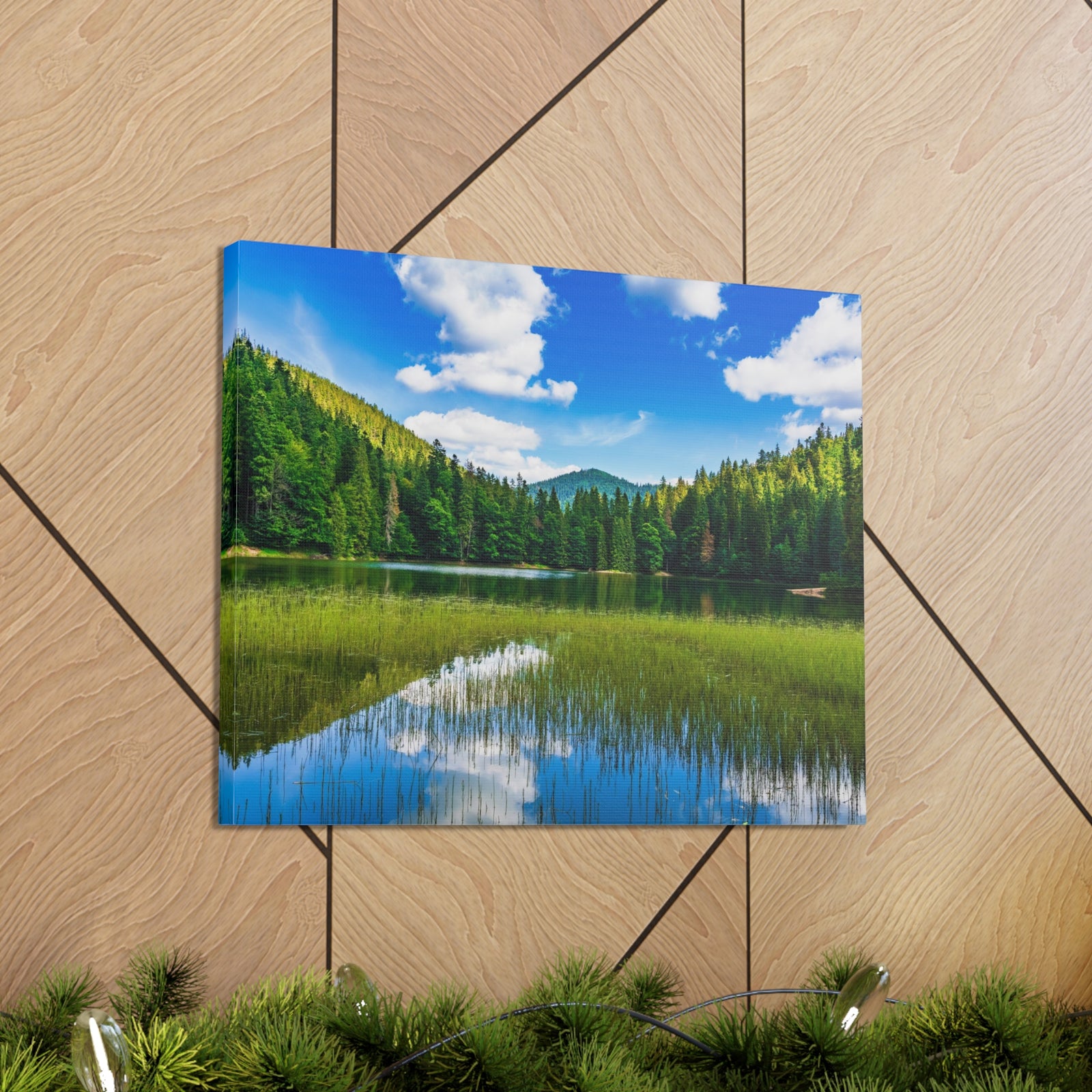 Teal Clear Forest LakeNature Wilderness Photography Canvas Wall Art for Home Decor Ready-to-Hang-Express Your Love Gifts