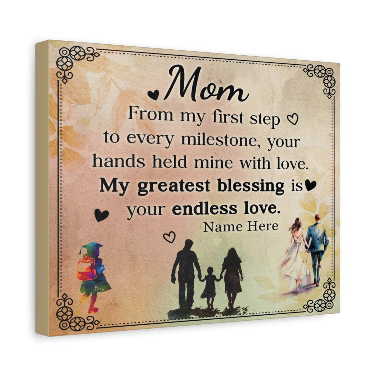 Personalized To Mom My Greatest Blessing is You Inspirational Quote – Elegant Home Décor-Express Your Love Gifts