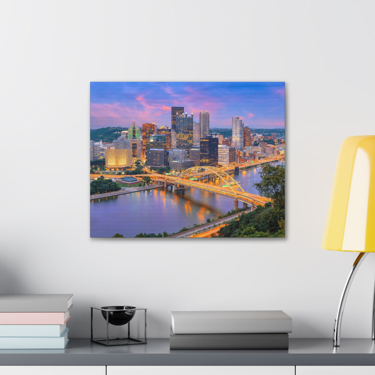 Pittsburgh Night Skyline Canvas Artwork High-Quality Breathtaking Stunning Cityscape for Home Decor Ready to Hang-Express Your Love Gifts