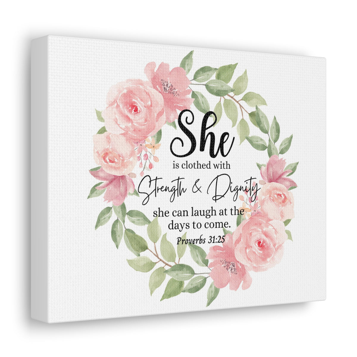 Scripture Walls Proverbs 31:25 She Has Strength and Dignity Bible Verse Canvas Christian Wall Art Ready to Hang Unframed-Express Your Love Gifts