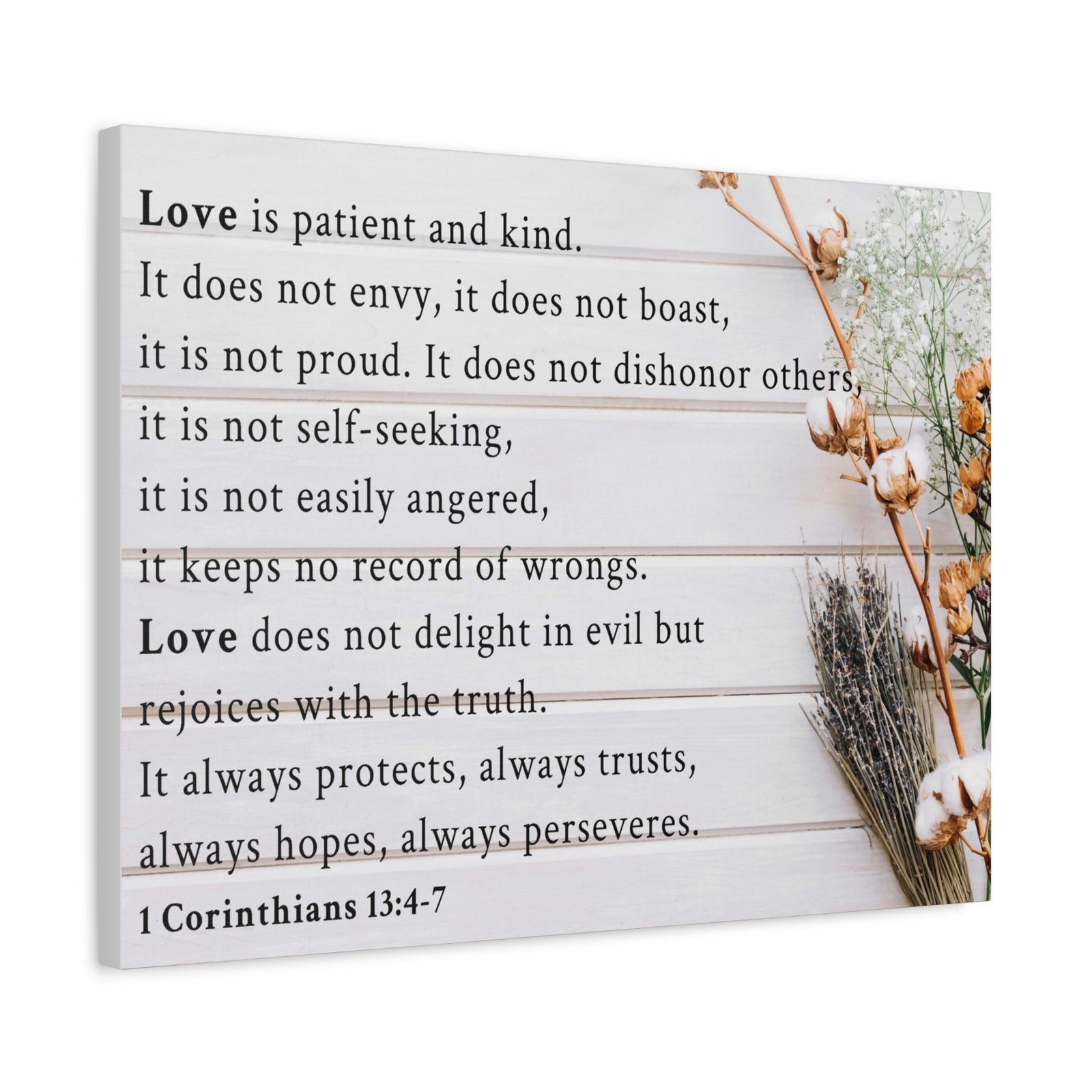 Scripture Walls Love is 1 Corinthians 13:4-7 Bible Verse Canvas Christian Wall Art Ready to Hang Unframed-Express Your Love Gifts