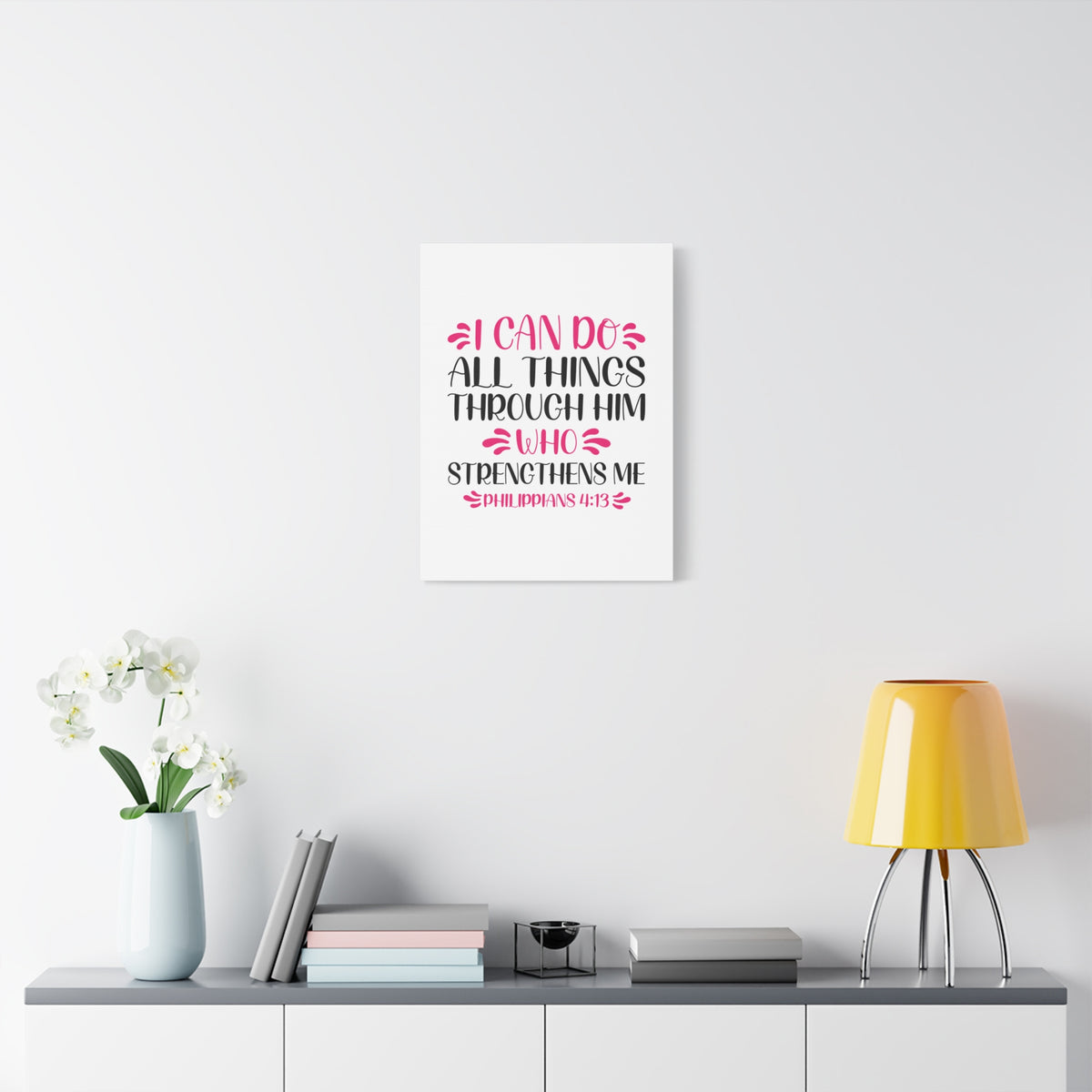 Scripture Canvas Who Strengthens Me Philippians 4:13 Christian Wall Art Bible Verse Print Ready to Hang-Express Your Love Gifts