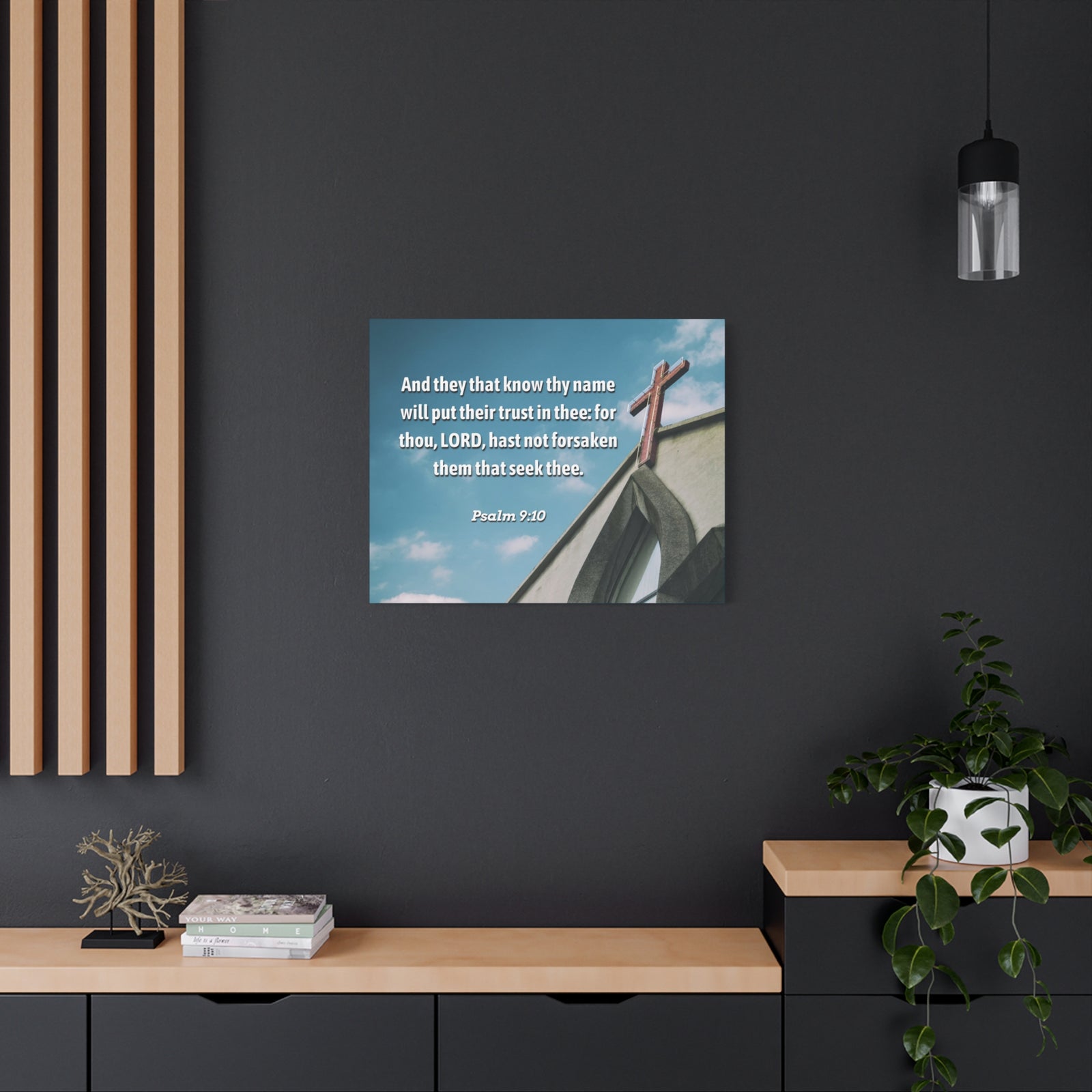 Scripture Canvas Trust In Thee Psalms 9:10 Christian Wall Art Bible Verse Print Ready to Hang-Express Your Love Gifts