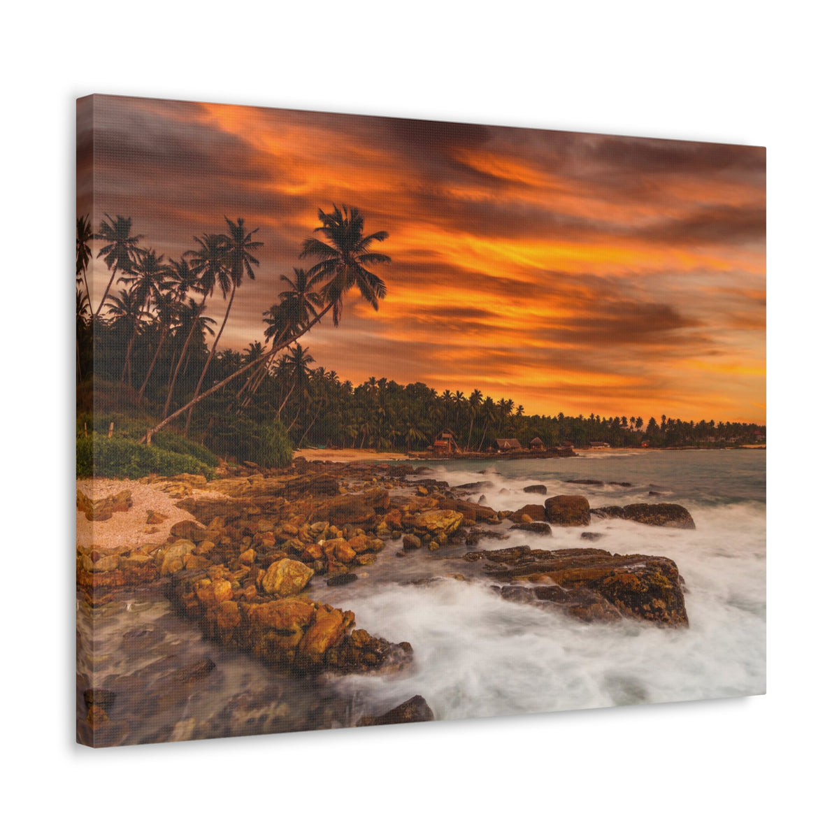 Sunset Beach With Coconut Palms Ocean Canvas Wall Art for Home Decor Ready-to-Hang-Express Your Love Gifts