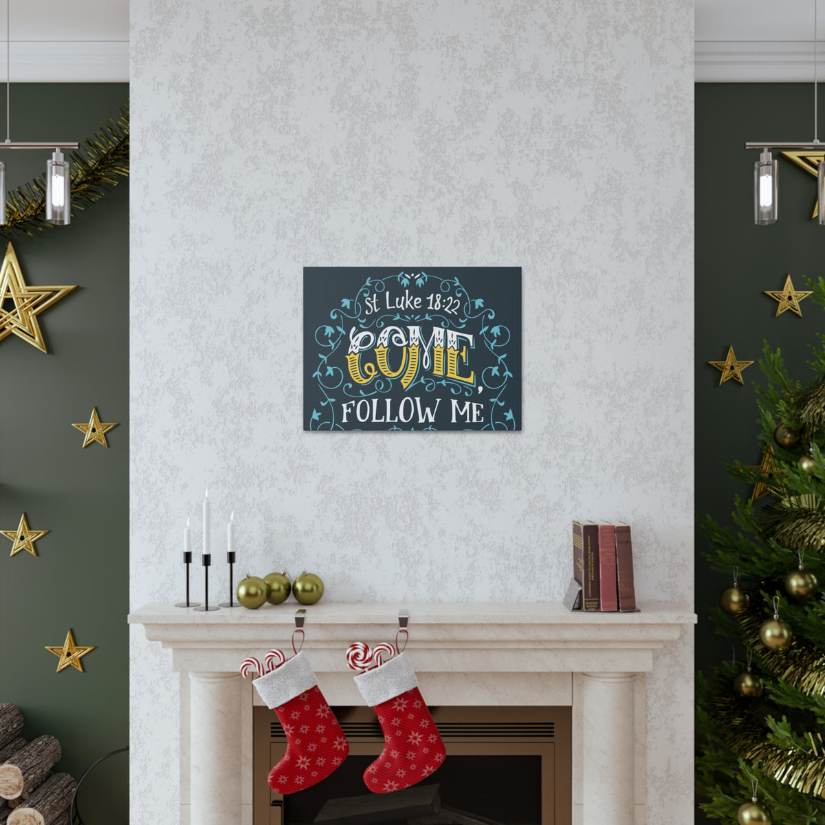 Scripture Canvas Come Follow Me Luke 18:22 Christian Wall Art Bible Verse Print Ready To Hang-Express Your Love Gifts