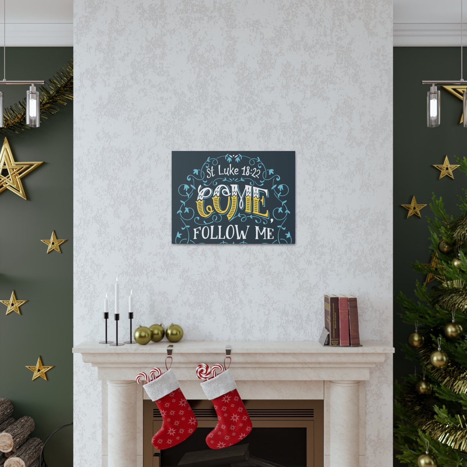 Scripture Canvas Come Follow Me Luke 18:22 Christian Wall Art Bible Verse Print Ready To Hang-Express Your Love Gifts