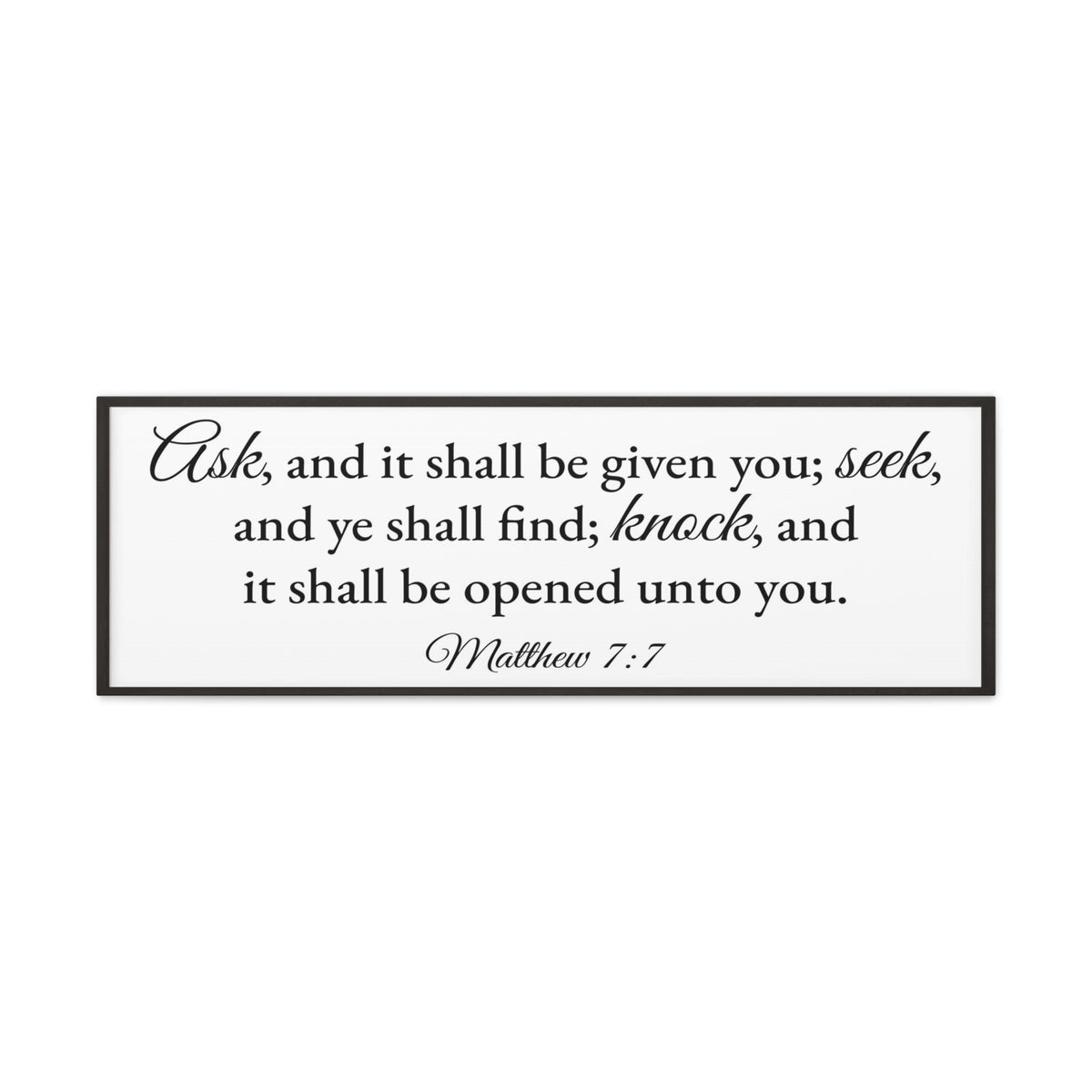 Scripture Walls Matthew 7:7 White Bible Verse Canvas Christian Wall Art Ready to Hang Unframed-Express Your Love Gifts