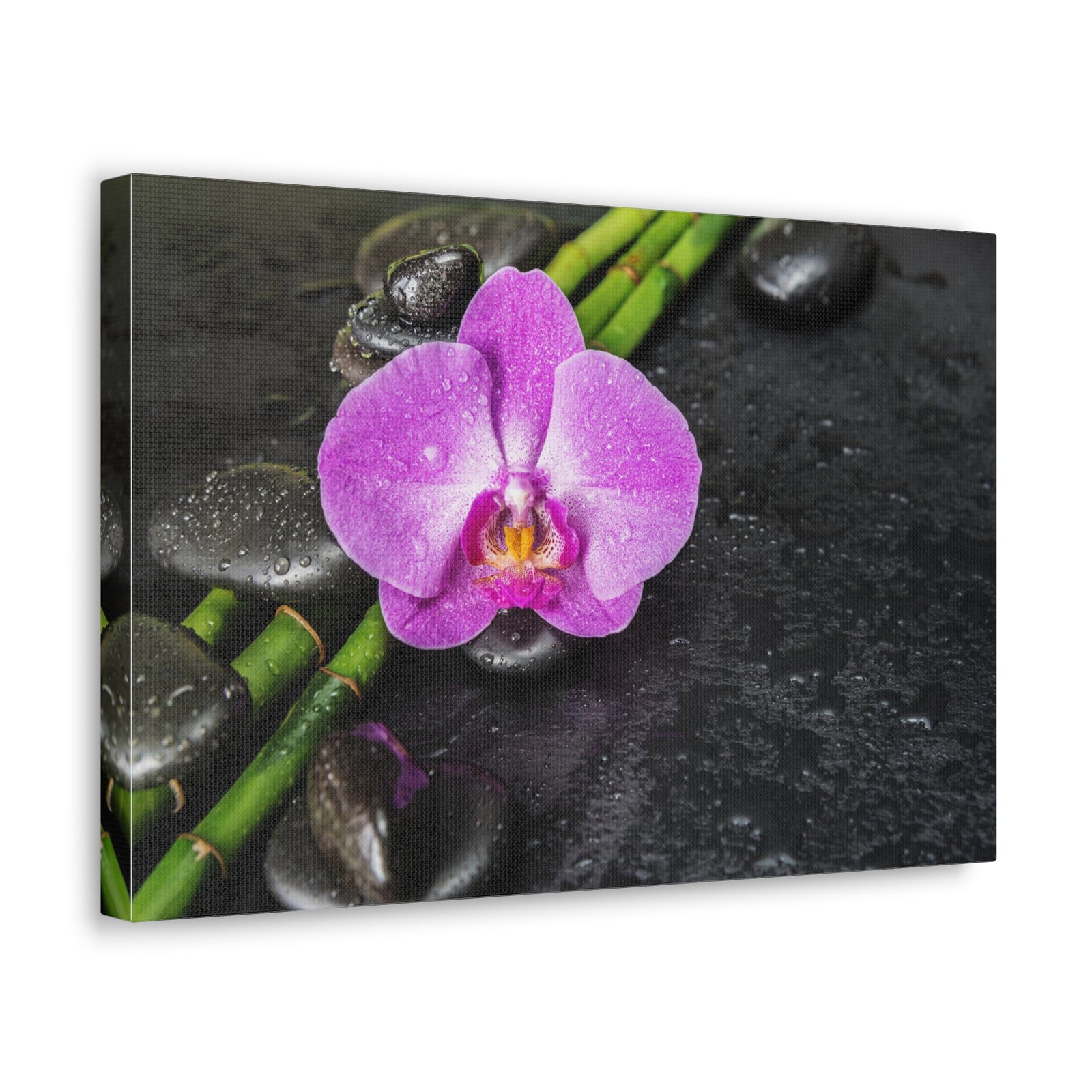 Pink Orchid and Stone Forest Floral Nature Photography Canvas Wall Art for Home Decor Ready-to-Hang-Express Your Love Gifts