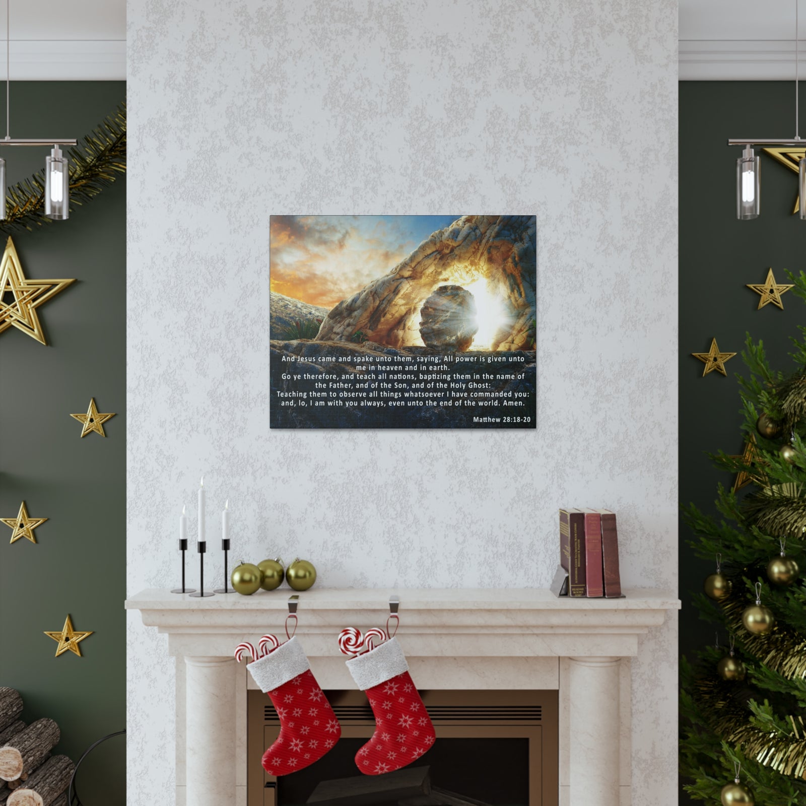 Scripture Walls Matthew 28:18-20 KJV Bible Verse Canvas Christian Wall Art Ready to Hang Unframed-Express Your Love Gifts