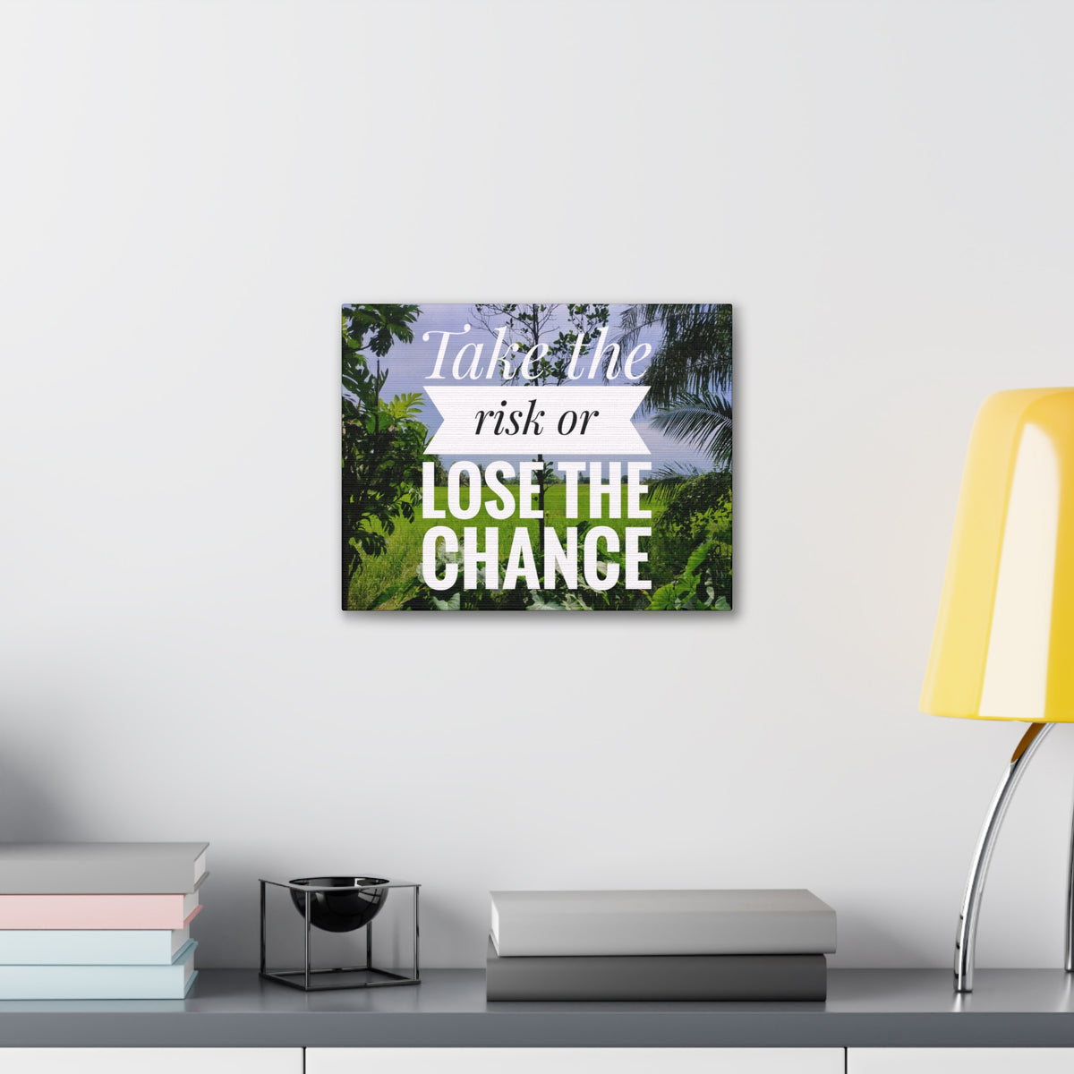 Inspirational Quote Canvas Take The Risk Or Lose The Change Wall Art Motivational Motto Inspiring Prints Artwork Decor Ready to Hang-Express Your Love Gifts