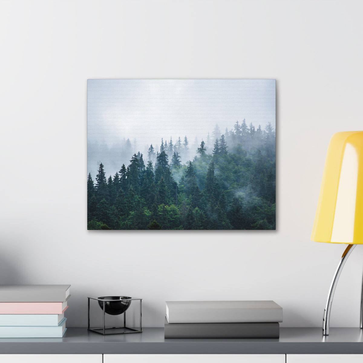 Misty Dark Mountain Forest Nature Wilderness Photography Canvas Wall Art for Home Decor Ready-to-Hang-Express Your Love Gifts