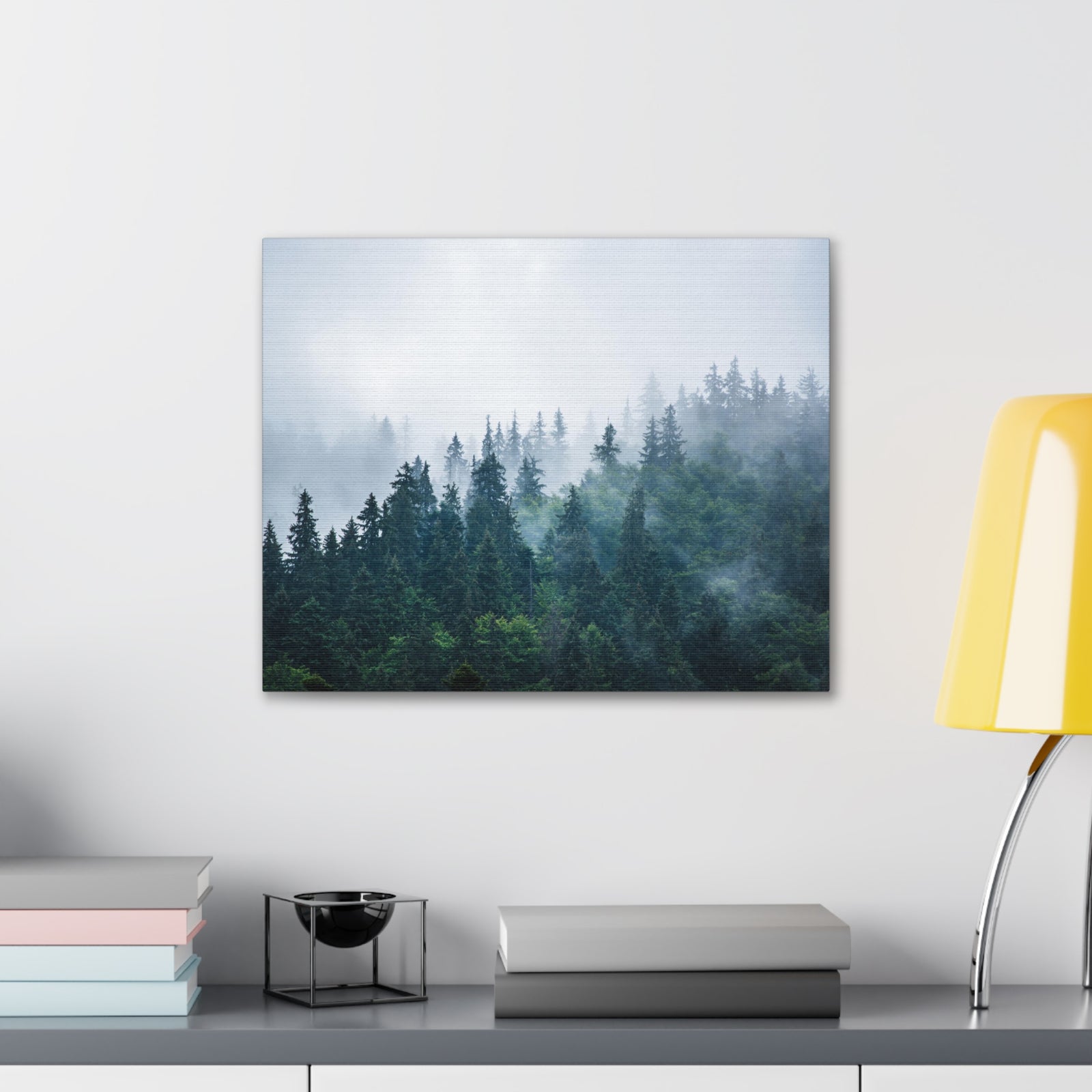 Misty Dark Mountain Forest Nature Wilderness Photography Canvas Wall Art for Home Decor Ready-to-Hang-Express Your Love Gifts