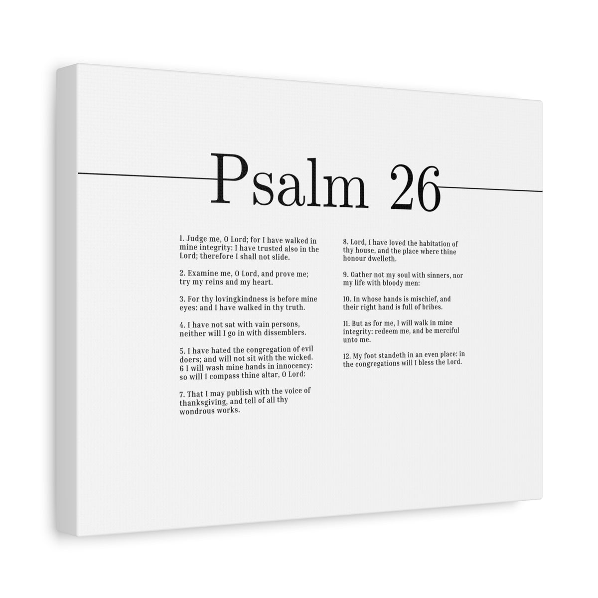 Scripture Canvas Judge Me, O Lord Psalm 26 Christian Wall Art Bible Verse Print Ready to Hang-Express Your Love Gifts