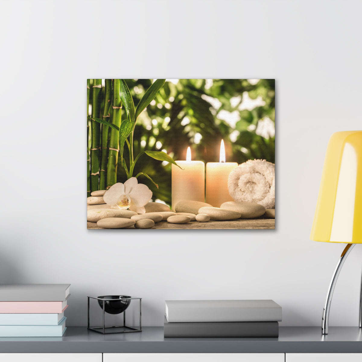 Green Bamboo Leaves Forest Floral Nature Photography Canvas Wall Art for Home Decor Ready-to-Hang-Express Your Love Gifts