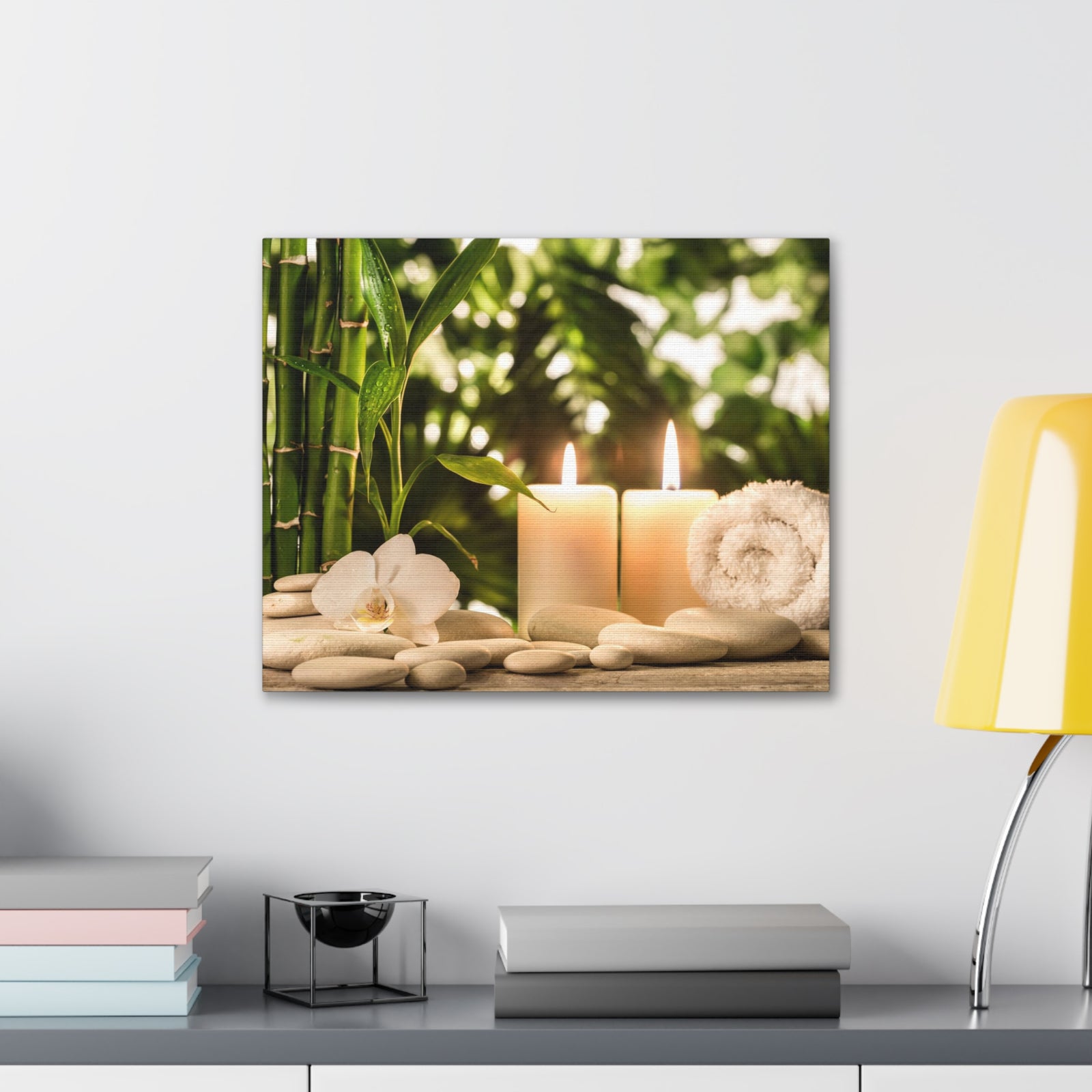 Green Bamboo Leaves Forest Floral Nature Photography Canvas Wall Art for Home Decor Ready-to-Hang-Express Your Love Gifts