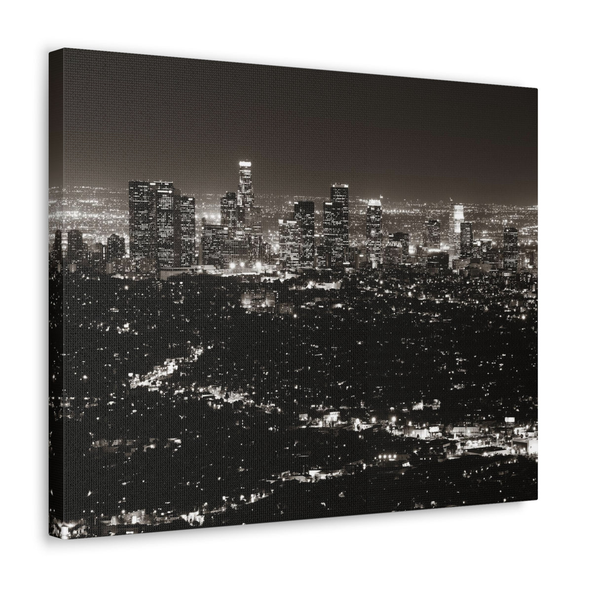 Los Angeles Black And White Skyline Canvas Artwork High-Quality Breathtaking Stunning Cityscape for Home Decor Ready to Hang-Express Your Love Gifts