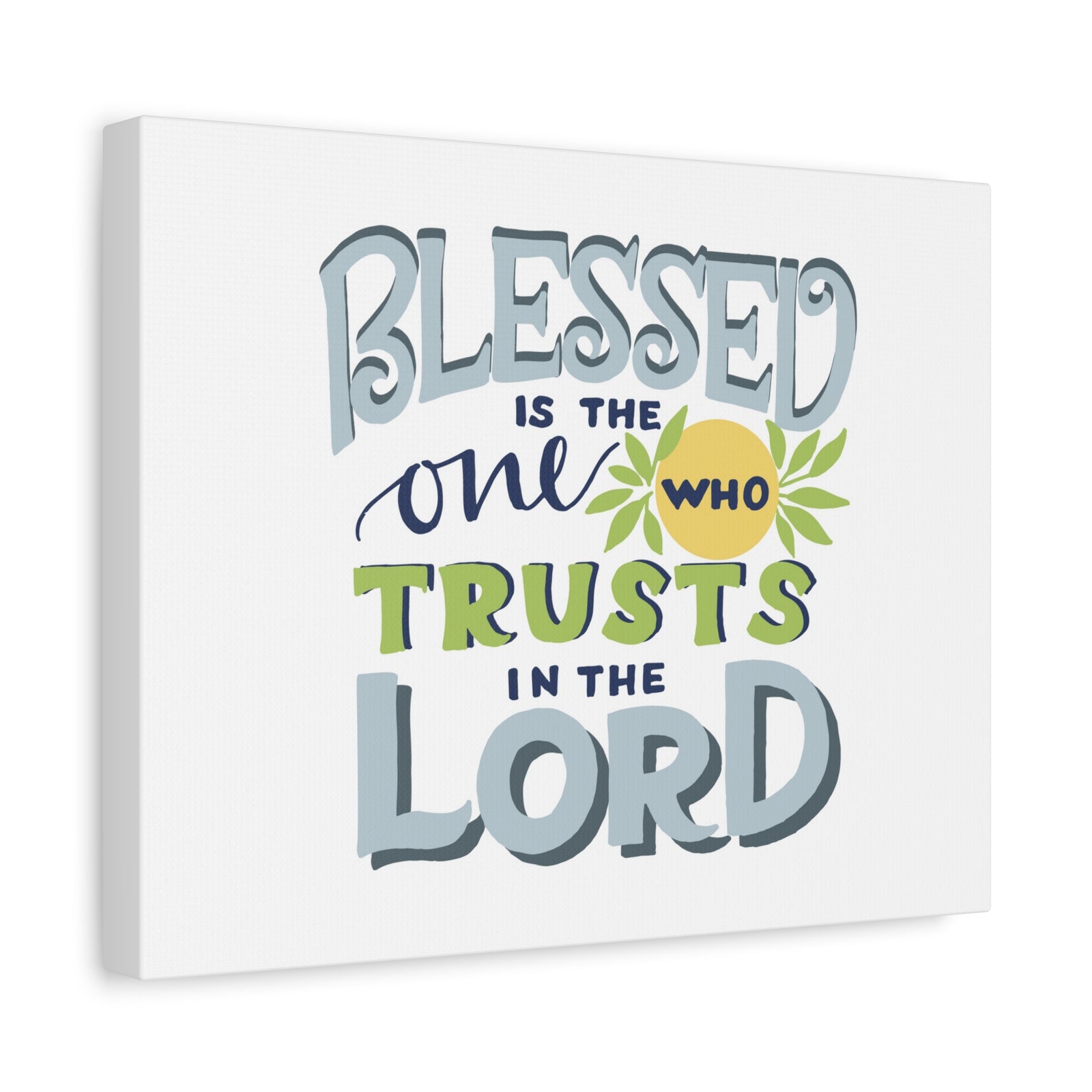 Scripture Canvas Trust In The Lord Psalm 40:4 Pale Blue Christian Wall Art Bible Verse Print Ready to Hang-Express Your Love Gifts