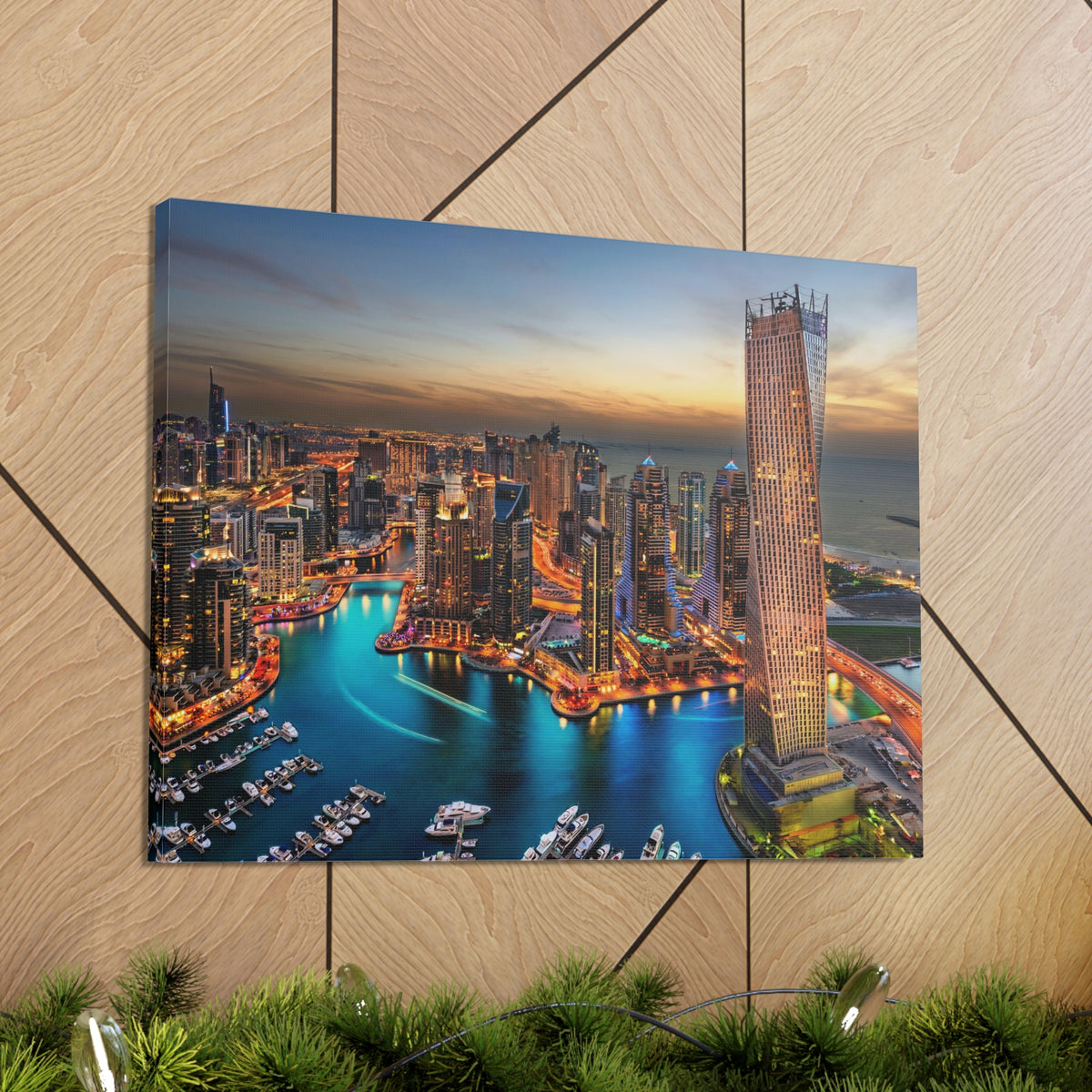 Dubai Night Skyline Canvas Artwork High-Quality Breathtaking Stunning Cityscape for Home Decor Ready to Hang-Express Your Love Gifts