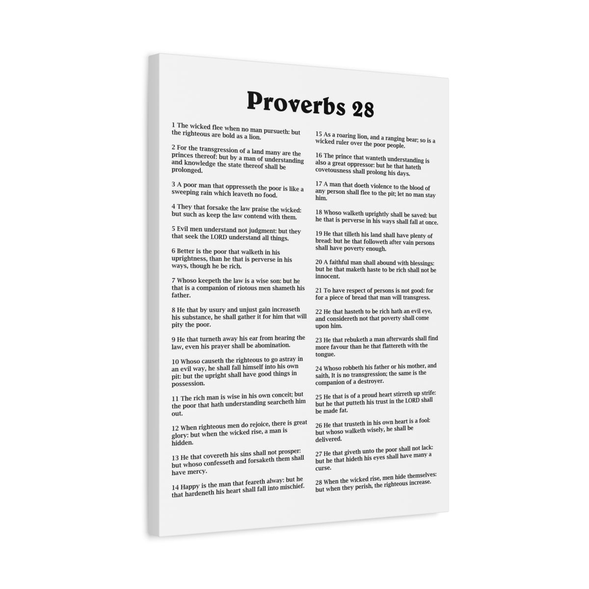Scripture Walls Proverbs Chapter 28 White Bible Canvas Christian Wall Art Ready to Hang Unframed-Express Your Love Gifts