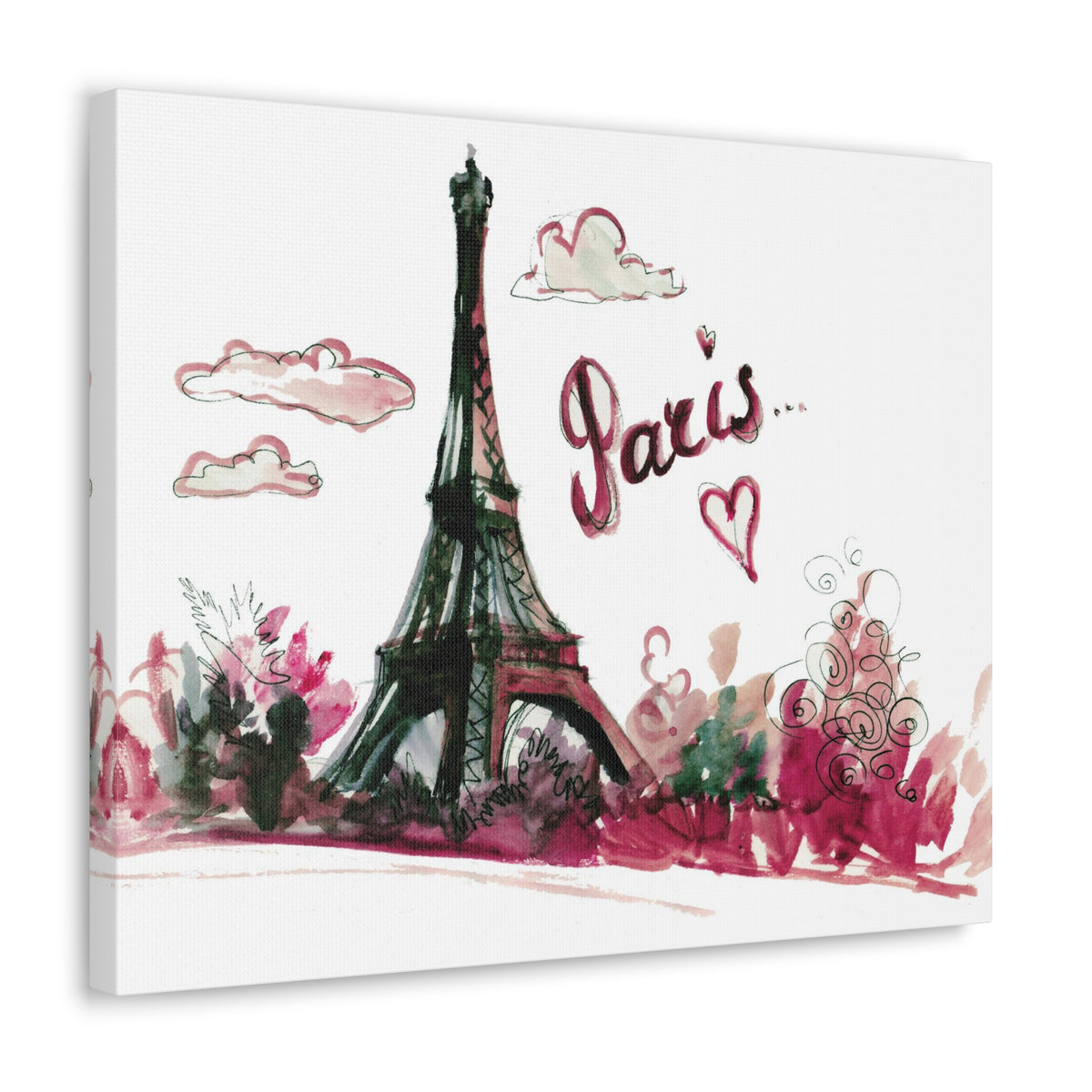 Pink Eiffel Tower Illustration Paris France Canvas Artwork High-Quality Breathtaking French City for Home Decor Ready to Hang-Express Your Love Gifts