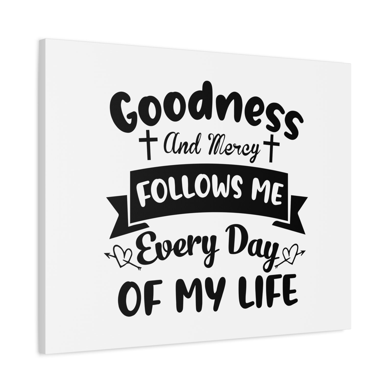 Scripture Canvas Goodness And Mercy Psalms 23:6 Cross Christian Wall Art Bible Verse Print Ready to Hang-Express Your Love Gifts