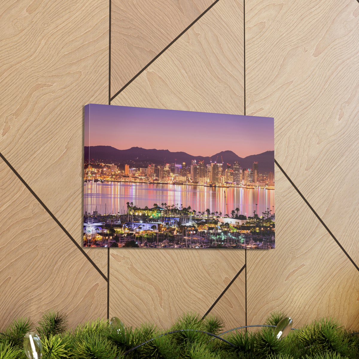 San Diego Night Skyline Canvas Artwork High-Quality Breathtaking Stunning Cityscape for Home Decor Ready to Hang-Express Your Love Gifts