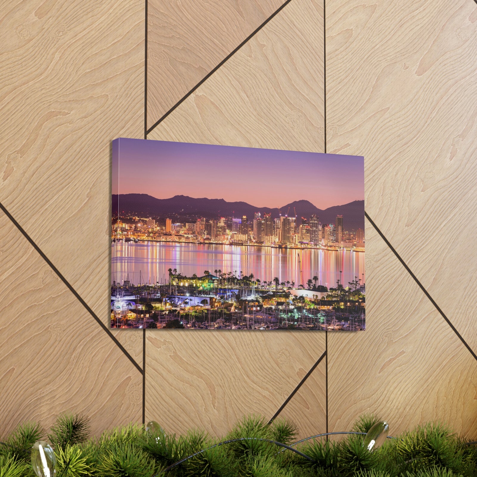 San Diego Night Skyline Canvas Artwork High-Quality Breathtaking Stunning Cityscape for Home Decor Ready to Hang-Express Your Love Gifts