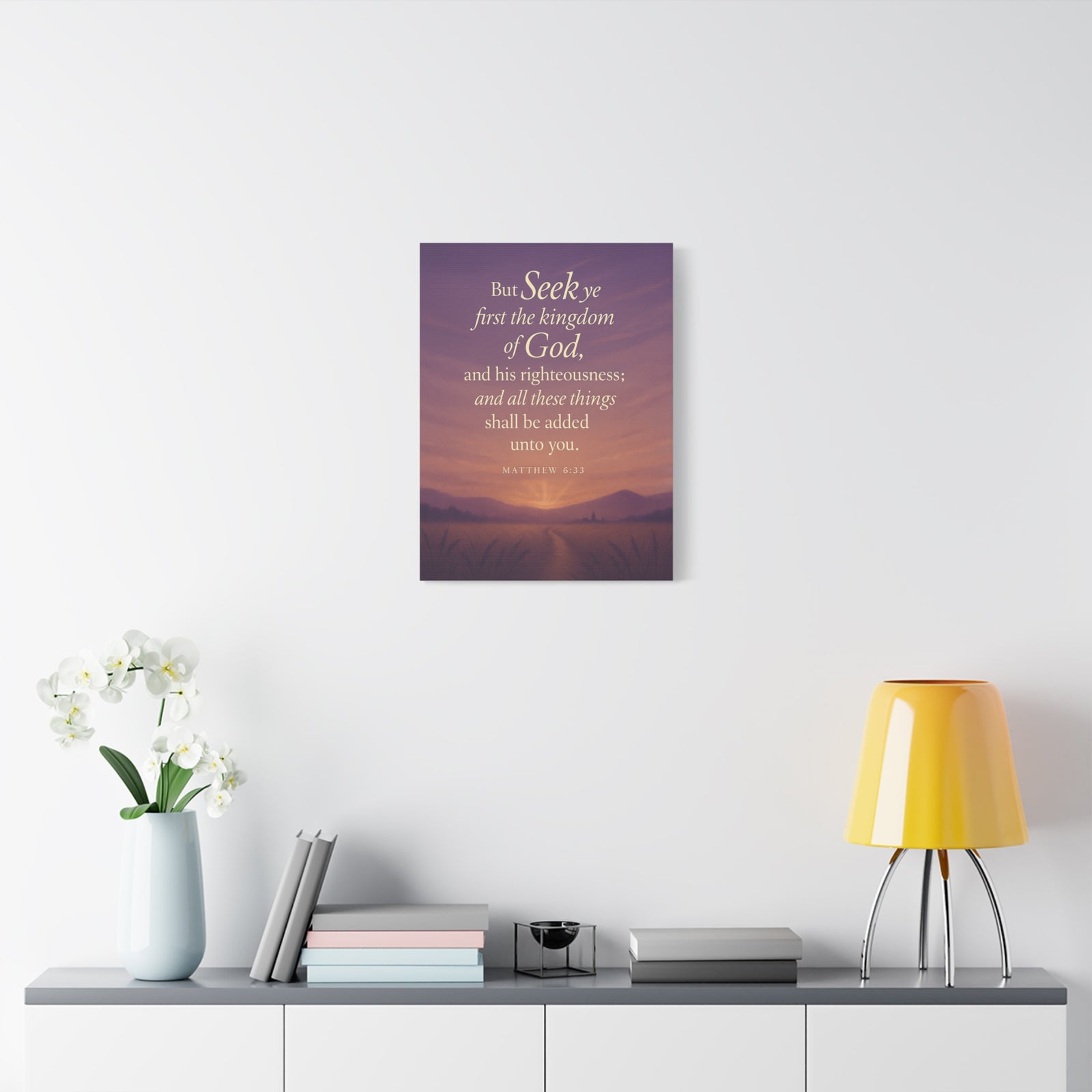 Bible Verse Canvas Matthew 6:33 Christian Home Décor Wall Art Scripture Ready to Hang Faith Print-Express Your Love Gifts
