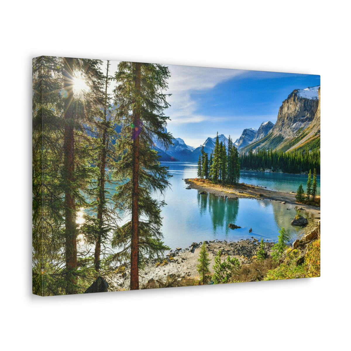 Mountain Lake Island Nature Wilderness Photography Canvas Wall Art for Home Decor Ready-to-Hang-Express Your Love Gifts
