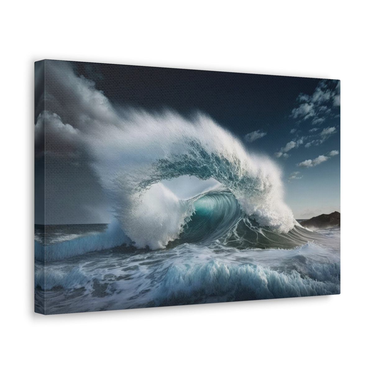 High Waves Against Blue Sky Ocean Canvas Wall Art for Home Decor Ready-to-Hang-Express Your Love Gifts