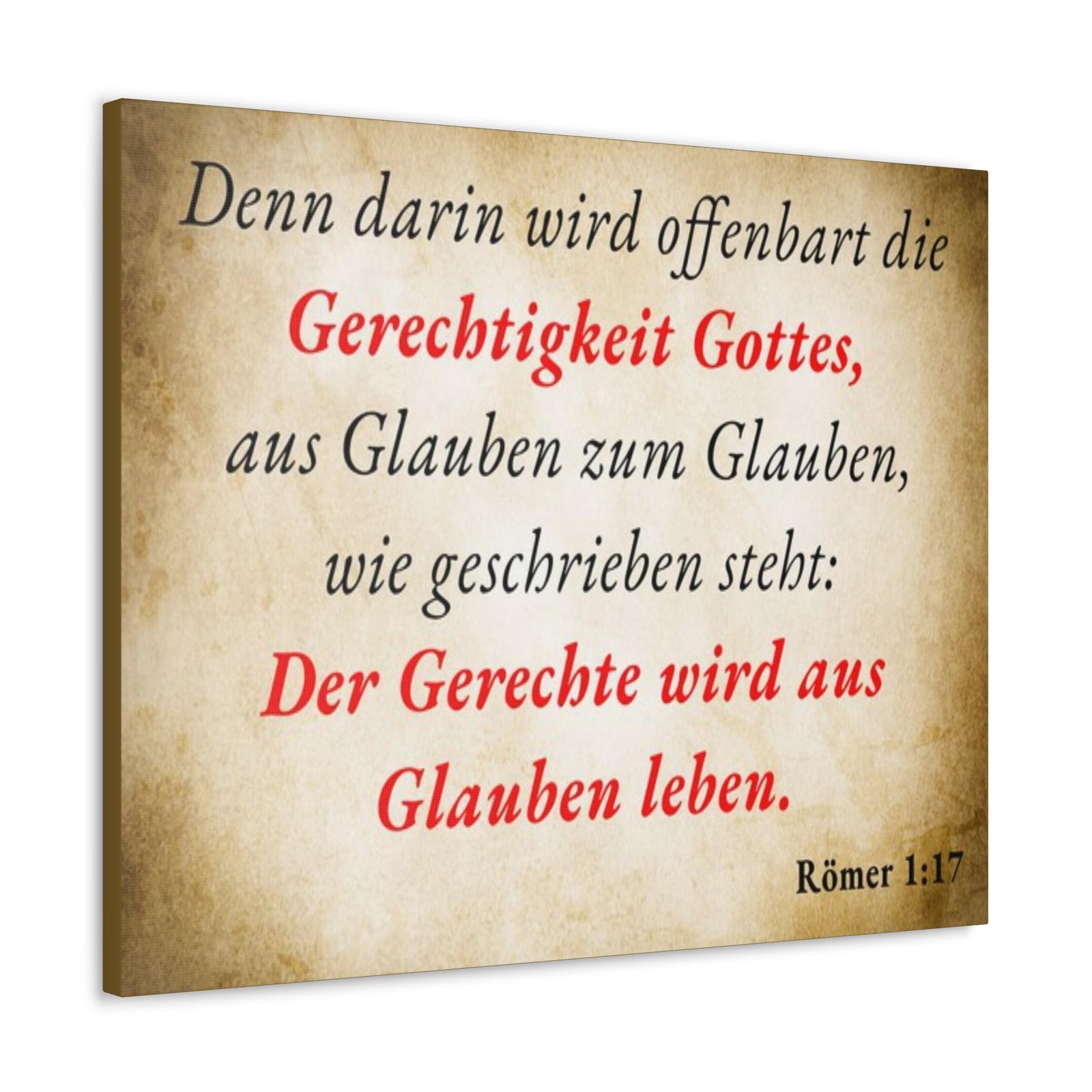 Scripture Walls Römer 1:17 Romans 1:17 Live By Faith German Gold Bible Verse Canvas Christian Wall Art Ready to Hang Unframed-Express Your Love Gifts