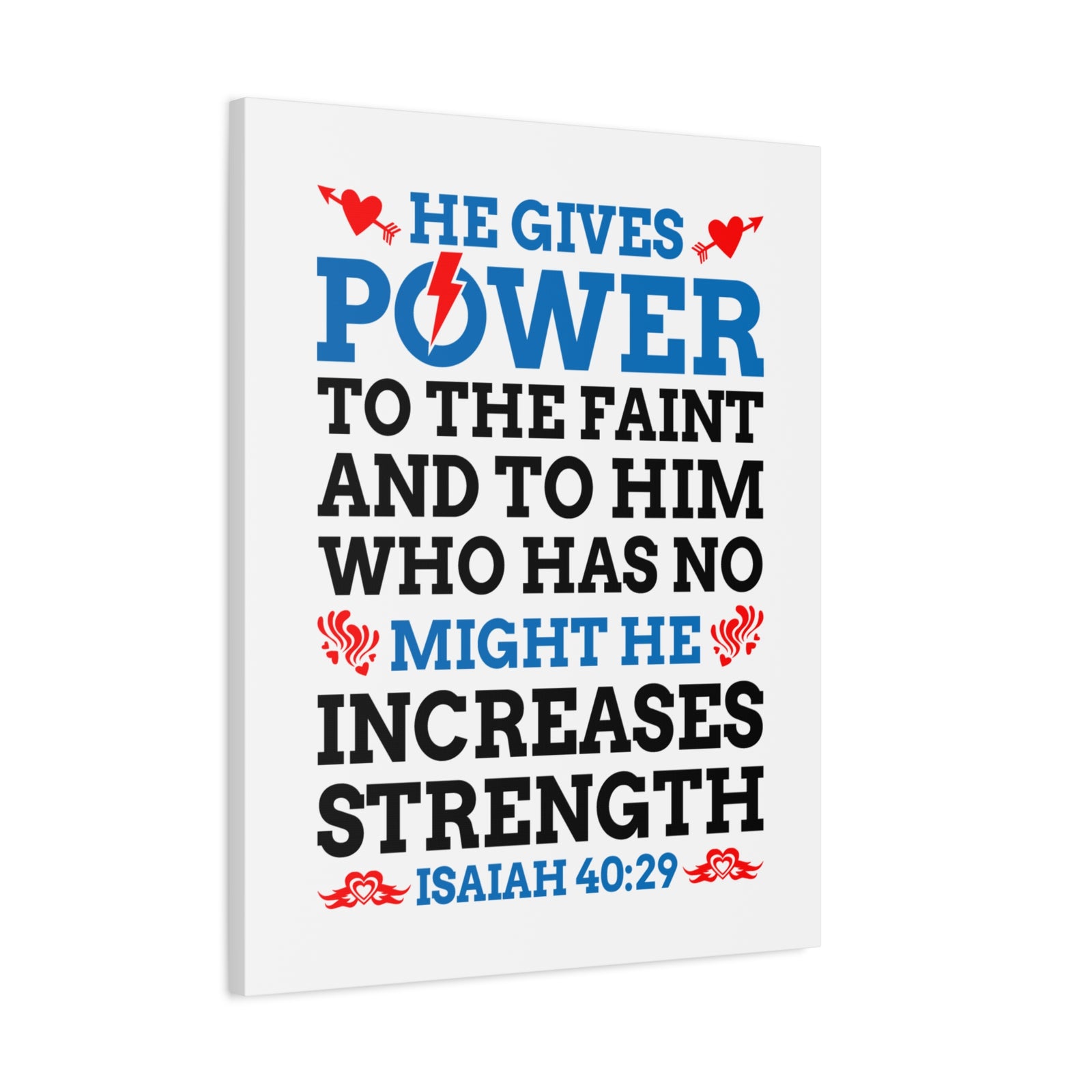 Scripture Canvas He Gives Power Isaiah 40:29 Christian Wall Art Bible Verse Print Ready to Hang-Express Your Love Gifts