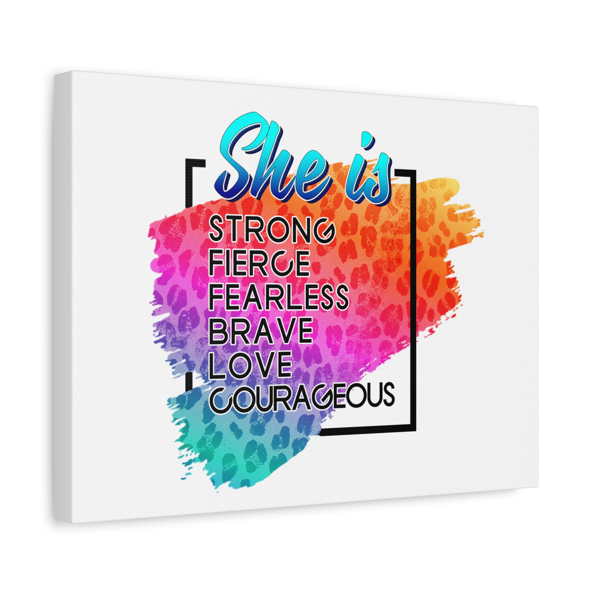 Scripture Canvas She Is Courageous Psalm 31:24 Christian Wall Art Bible Verse Print Ready to Hang-Express Your Love Gifts