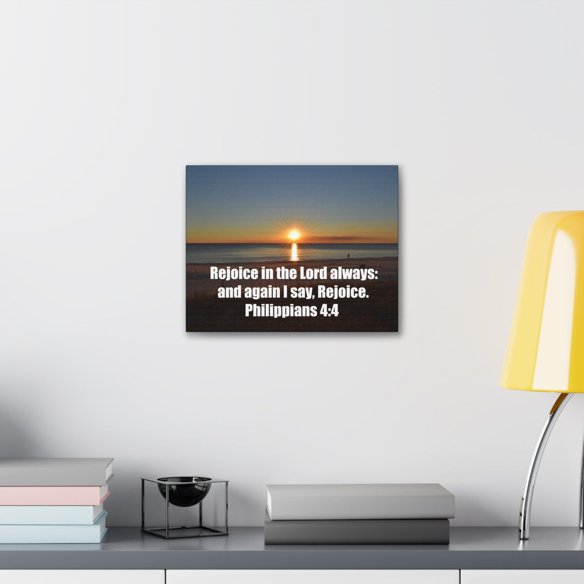 Scripture Walls Rejoice In The Lord Philippians 4:4 Sunset Bible Verse Canvas Christian Wall Art Ready to Hang-Express Your Love Gifts