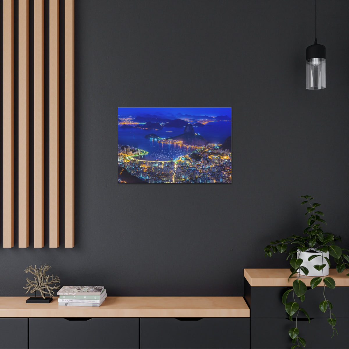 Rio de Janeiro Night Skyline Canvas Artwork High-Quality Breathtaking Stunning Cityscape for Home Decor Ready to Hang-Express Your Love Gifts