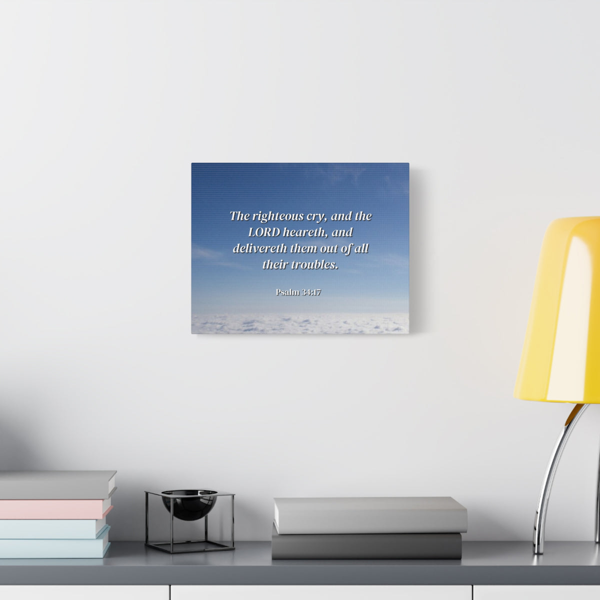Scripture Canvas The Righteous Cry Psalm 34:17 Christian Wall Art Bible Verse Print Ready to Hang-Express Your Love Gifts