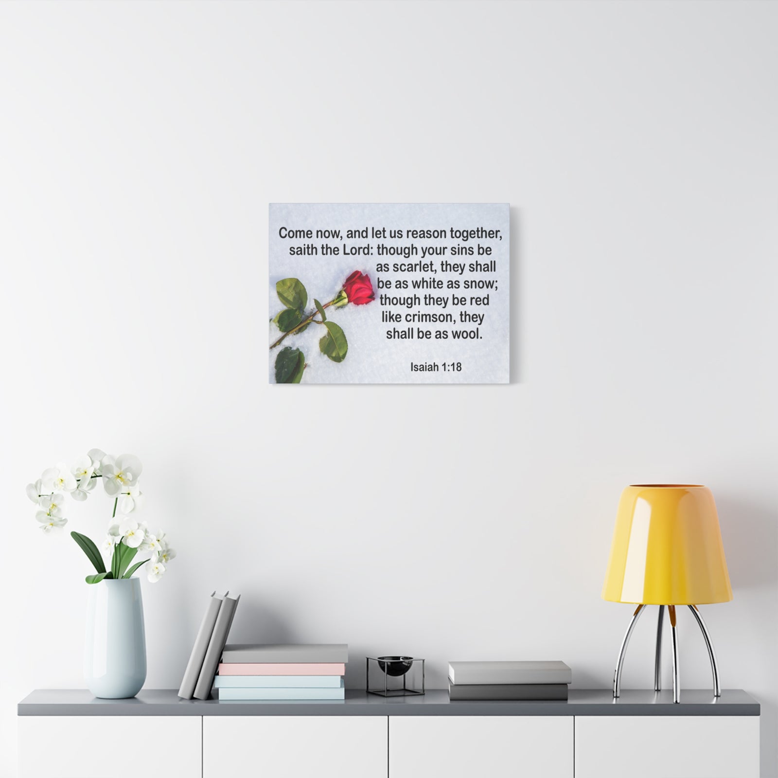 Bible Verse Canvas Come Now Isaiah 1:18 Christian Home Décor Wall Art Scripture Ready to Hang Faith Print-Express Your Love Gifts