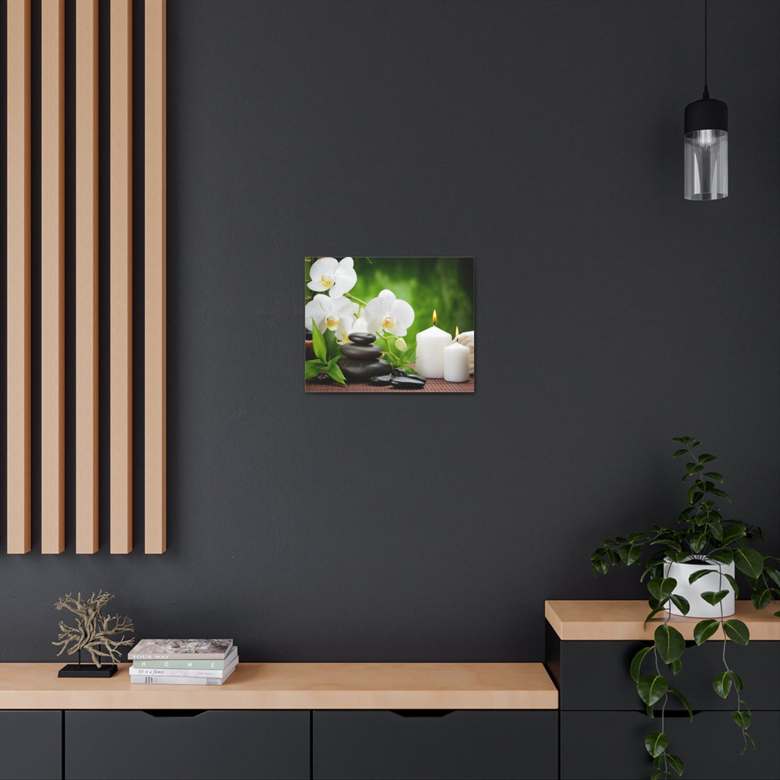Zen Basalt Stones Forest Floral Nature Photography Canvas Wall Art for Home Decor Ready-to-Hang-Express Your Love Gifts