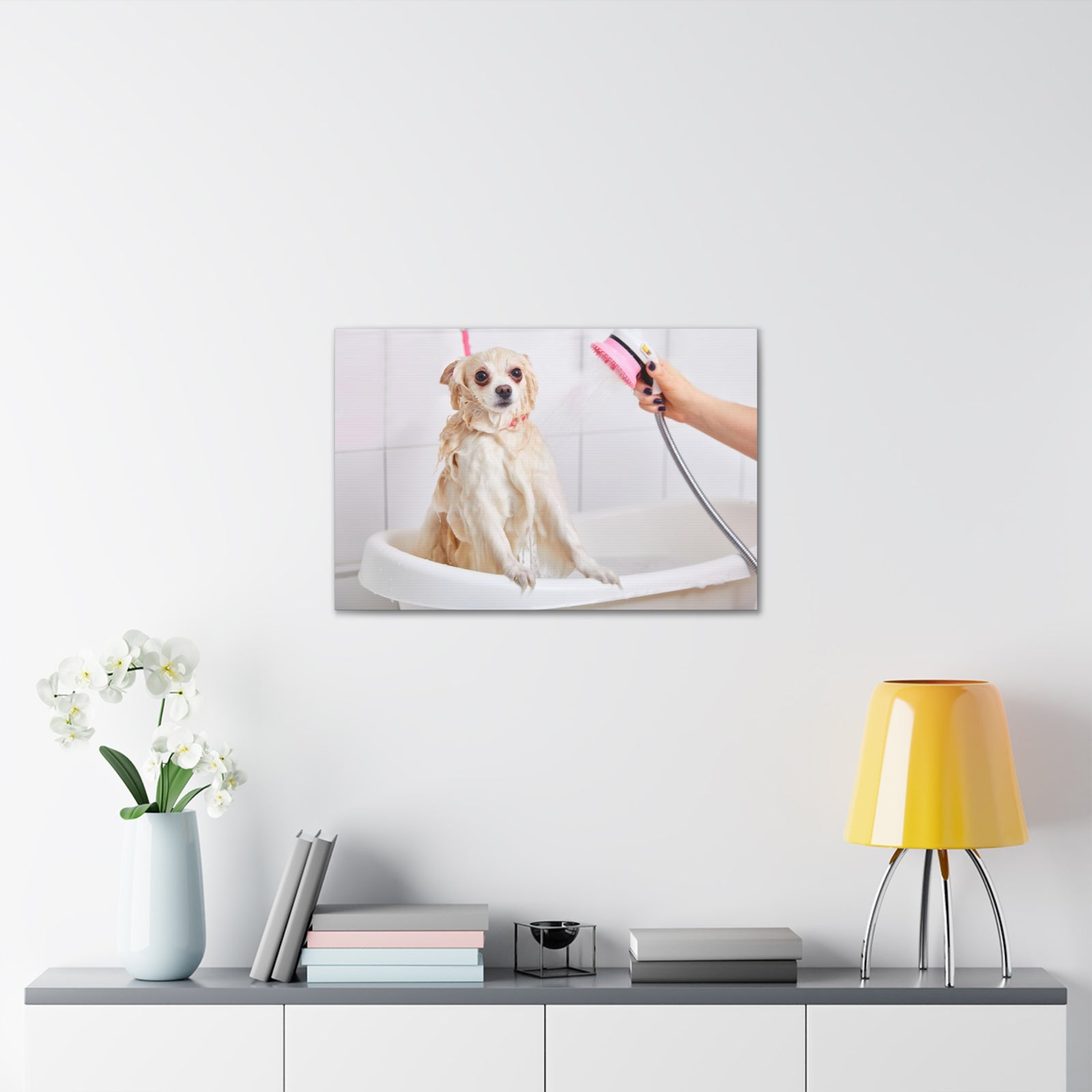 Cute Maltese Bath Canvas Wall Art for Home Decor Ready-to-Hang-Express Your Love Gifts