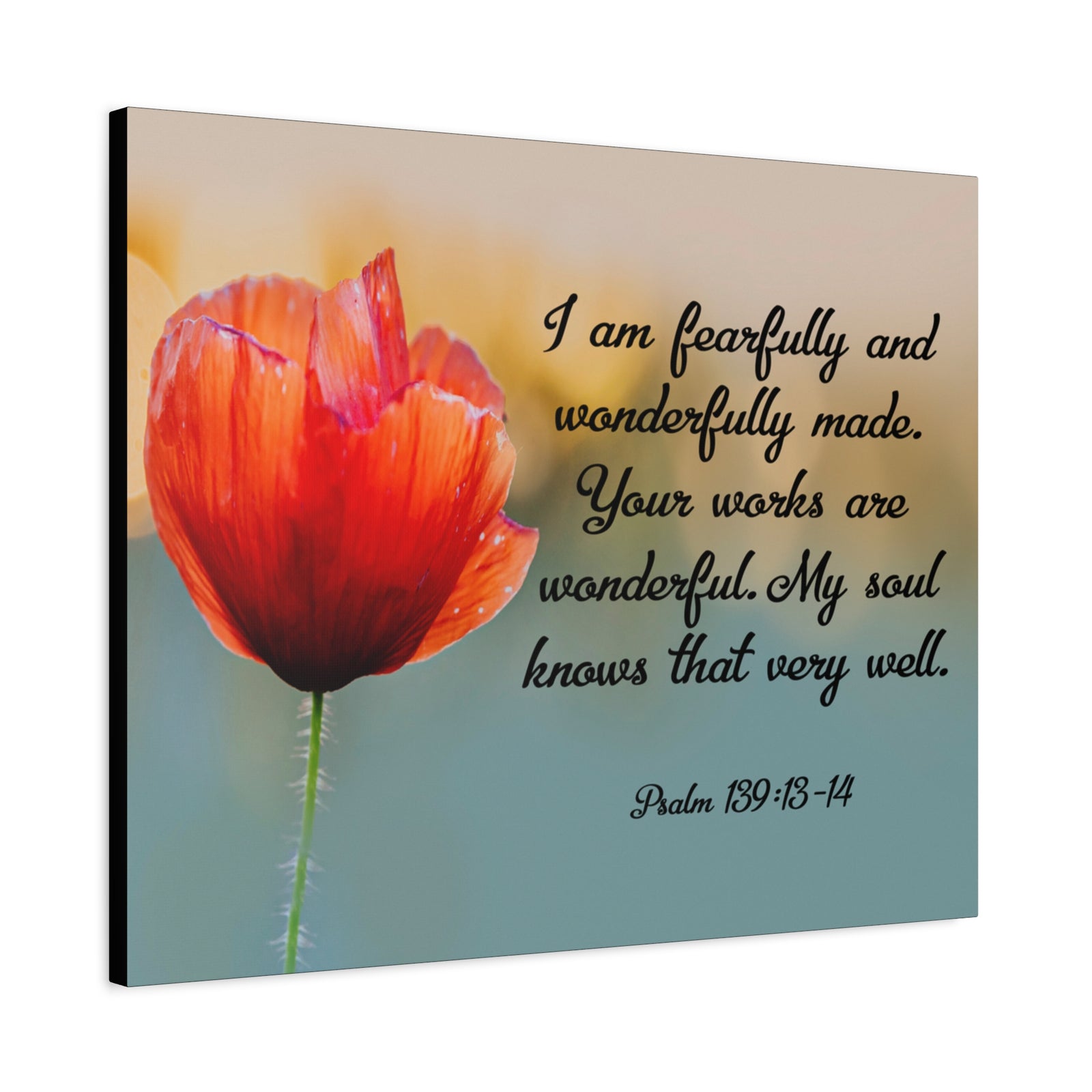 Bible Verse Canvas I Am Fearfully and Wonderfully Made Psalm 139:13-14 Christian Home Décor Wall Art Scripture Ready to Hang Faith Print-Express Your Love Gifts