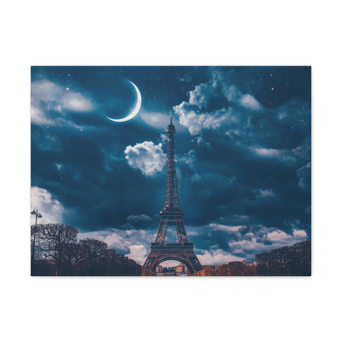 Paris Eiffel Tower Moon France Canvas Artwork High-Quality Breathtaking French City for Home Decor Ready to Hang-Express Your Love Gifts