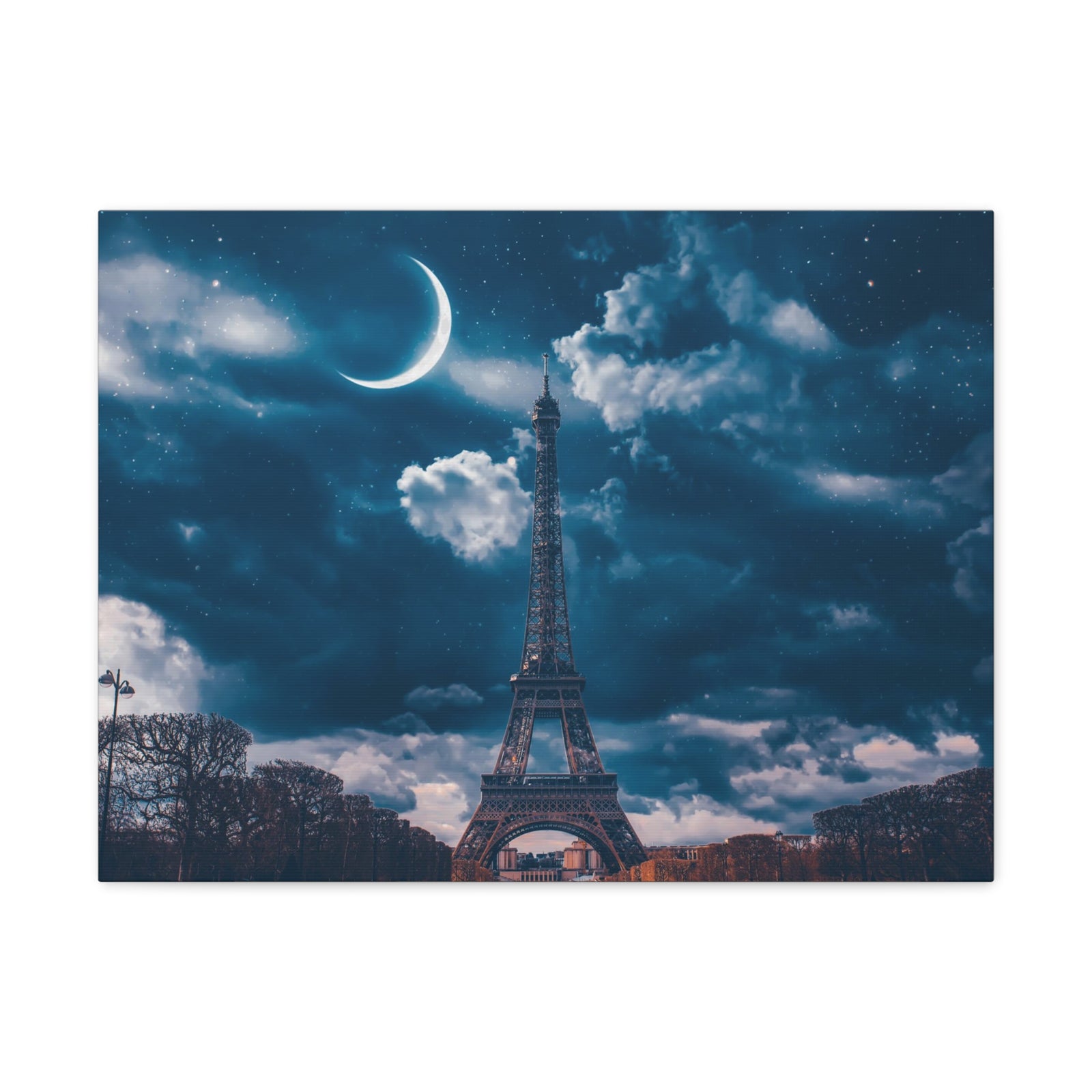 Paris Eiffel Tower Moon France Canvas Artwork High-Quality Breathtaking French City for Home Decor Ready to Hang-Express Your Love Gifts